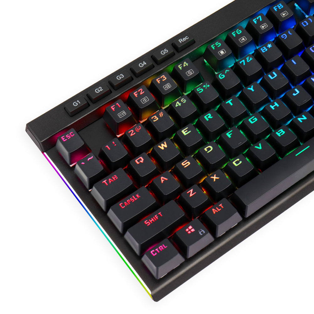 Keyboard Gaming Mekanik Redragon K580-PRO RGB Backlit 104 Tombol Anti-Ghosting dengan Tombol Makro & Kontrol Media Khusus, Perekaman Makro Onboard (Sakelar Cokelat Optik)