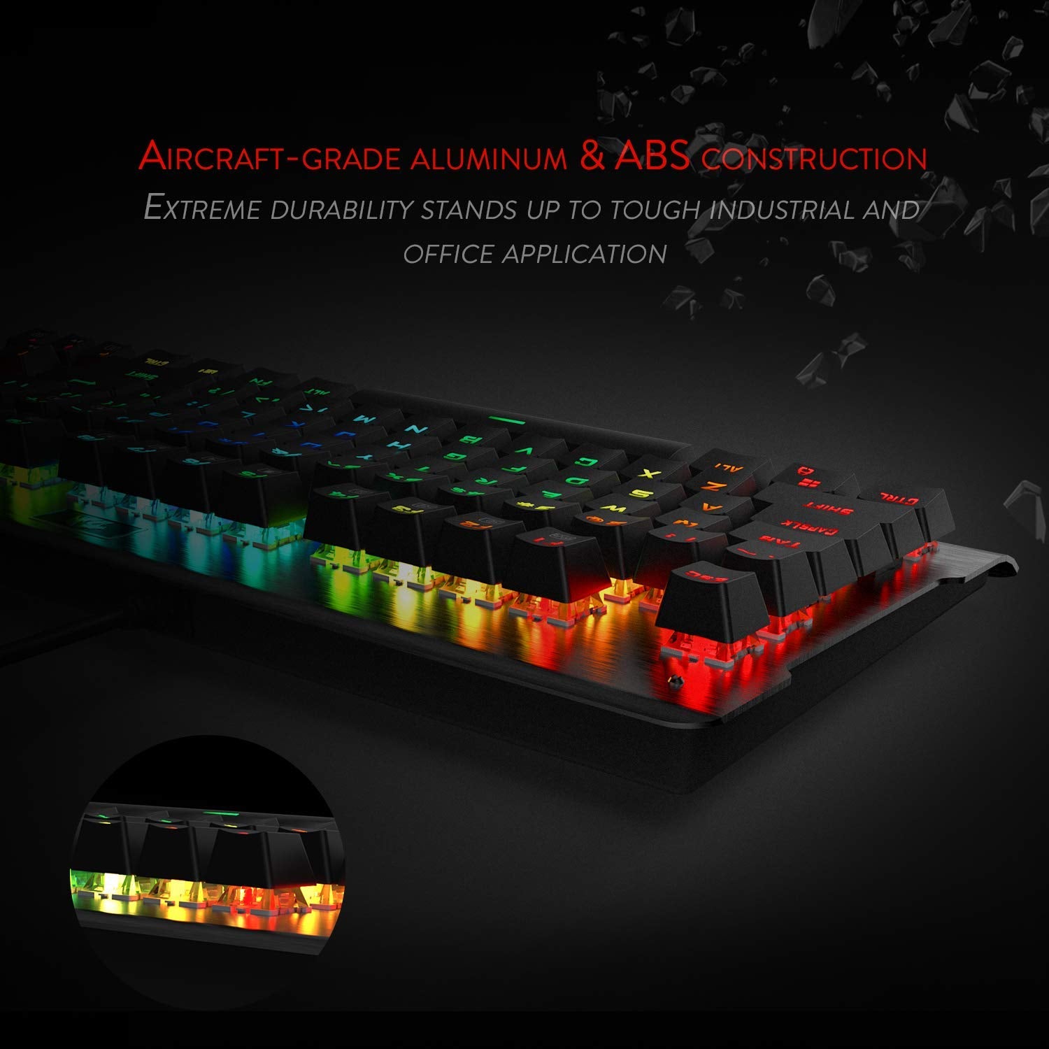 Redragon K561-US VISNU RGB Keyboard Gaming Mekanik 87 Tombol Keyboard Gaming Ringkas, Outemu Blue Switches (Tata Letak QWERTY)