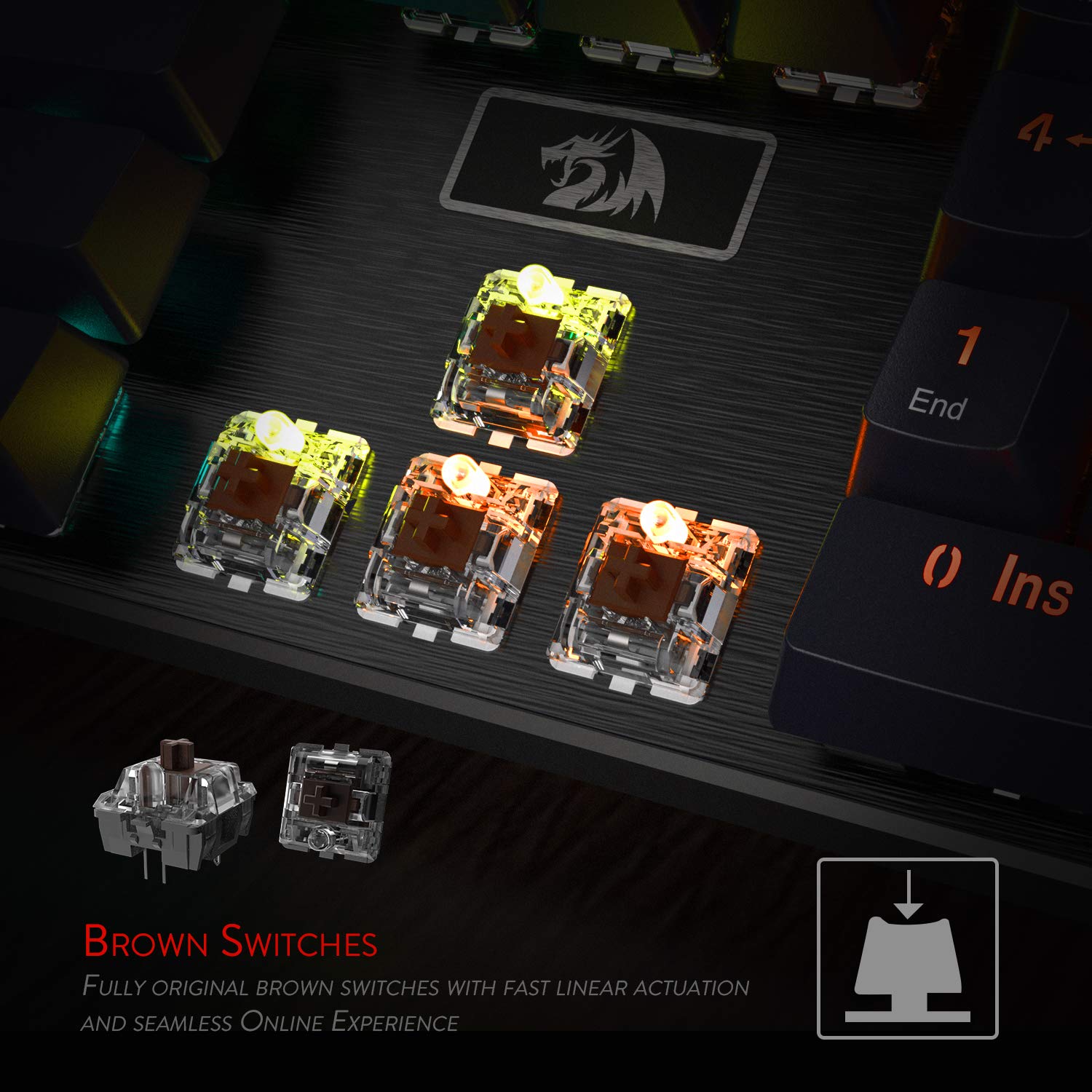 Redragon K556 RGB LED Backlit Wired Mechanical Gaming Keyboard, Basis Aluminium, 104 Tombol Standar
