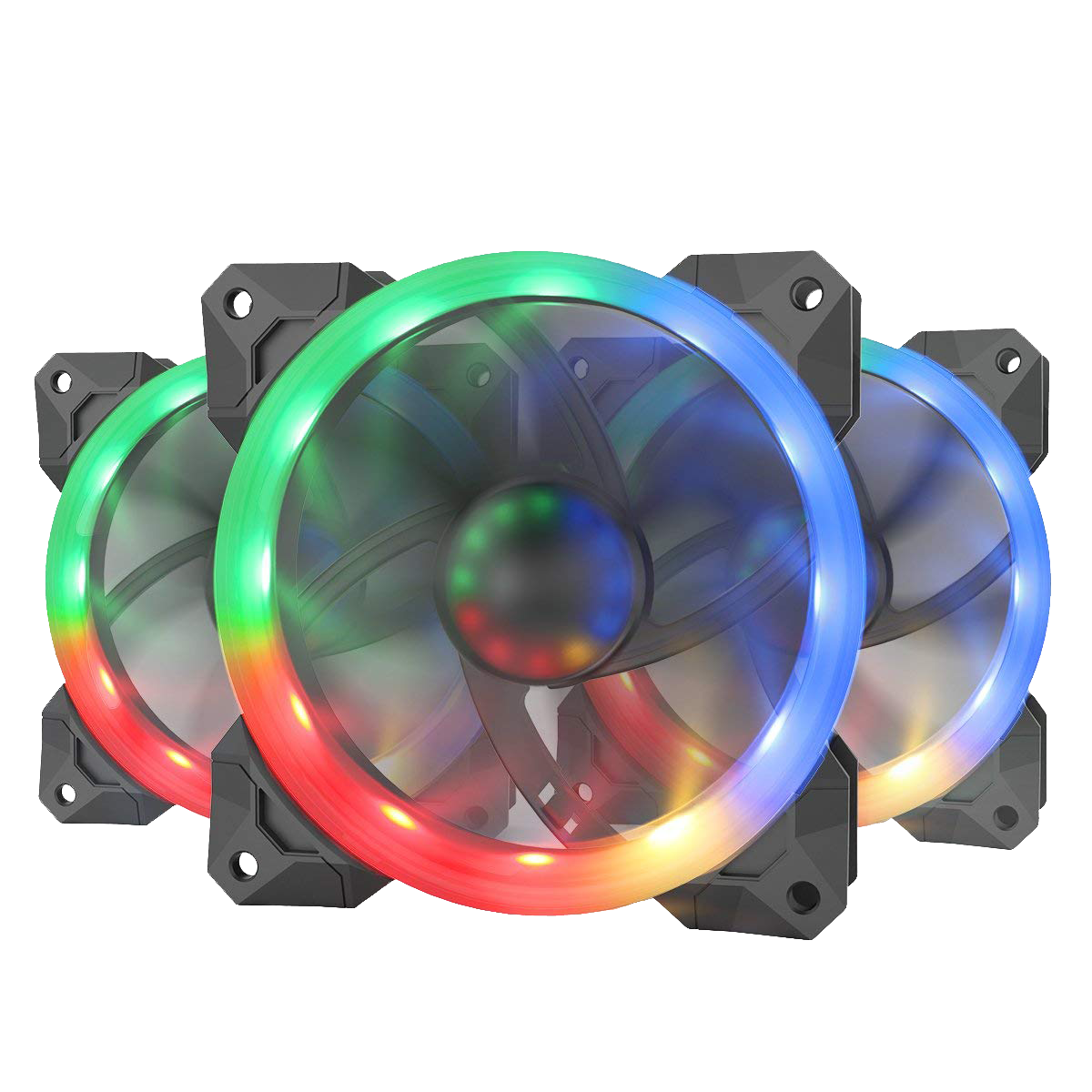 Redragon GC-F008 Computer Case 120mm PC Cooling Fan, RGB LED Quiet High Airflow Adjustable Color LED Fan, CPU Cooler and Radiators (3 Packs)