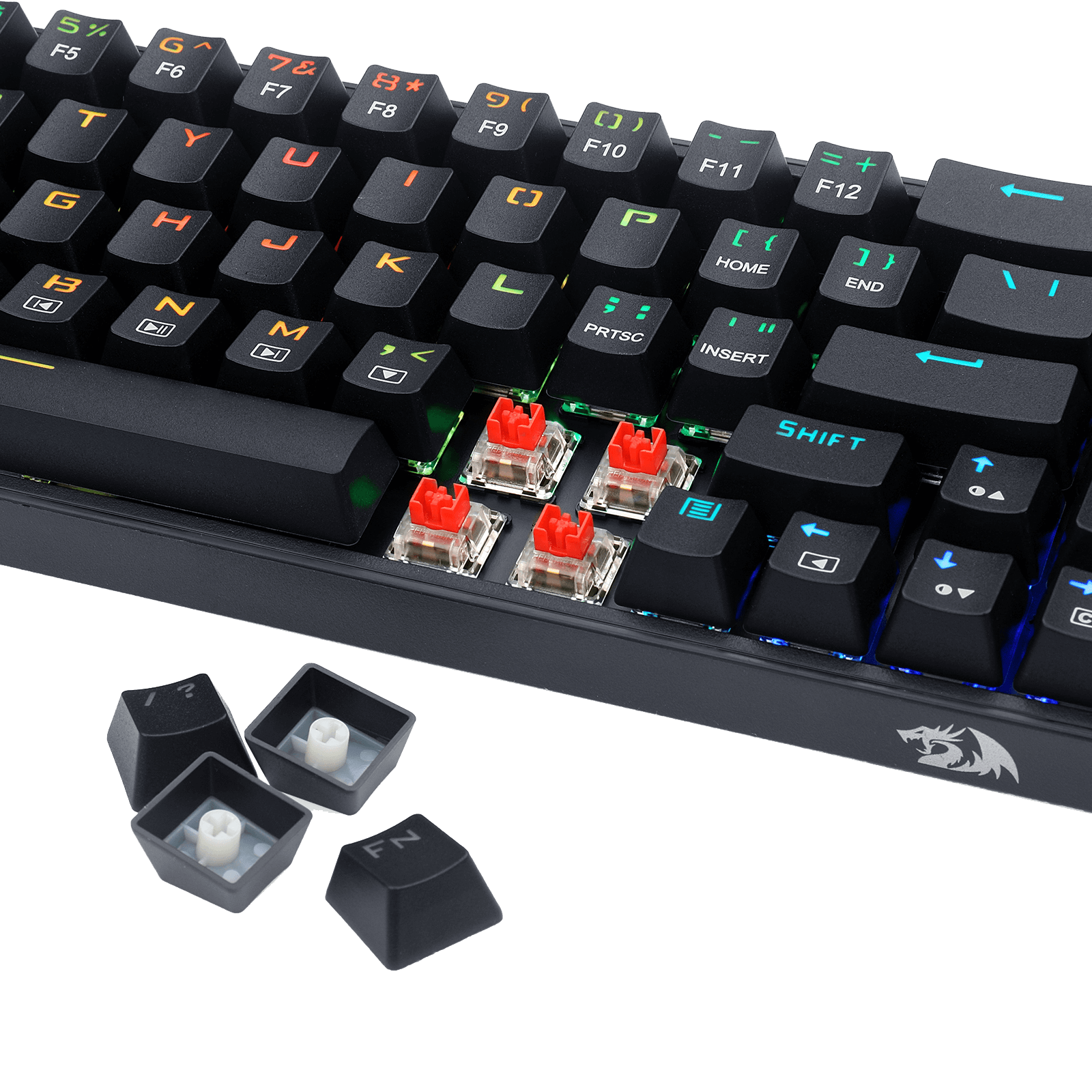 Redragon K631 Castor 65% Keyboard Gaming RGB Berkabel, Keyboard Mekanis Ringkas 68 Tombol Hot-Swappable dengan 100% Socket Hot-Swap, PCB Terpasang Plat Free-Mod & Tombol Panah Khusus, Sakelar Linear Merah Senyap