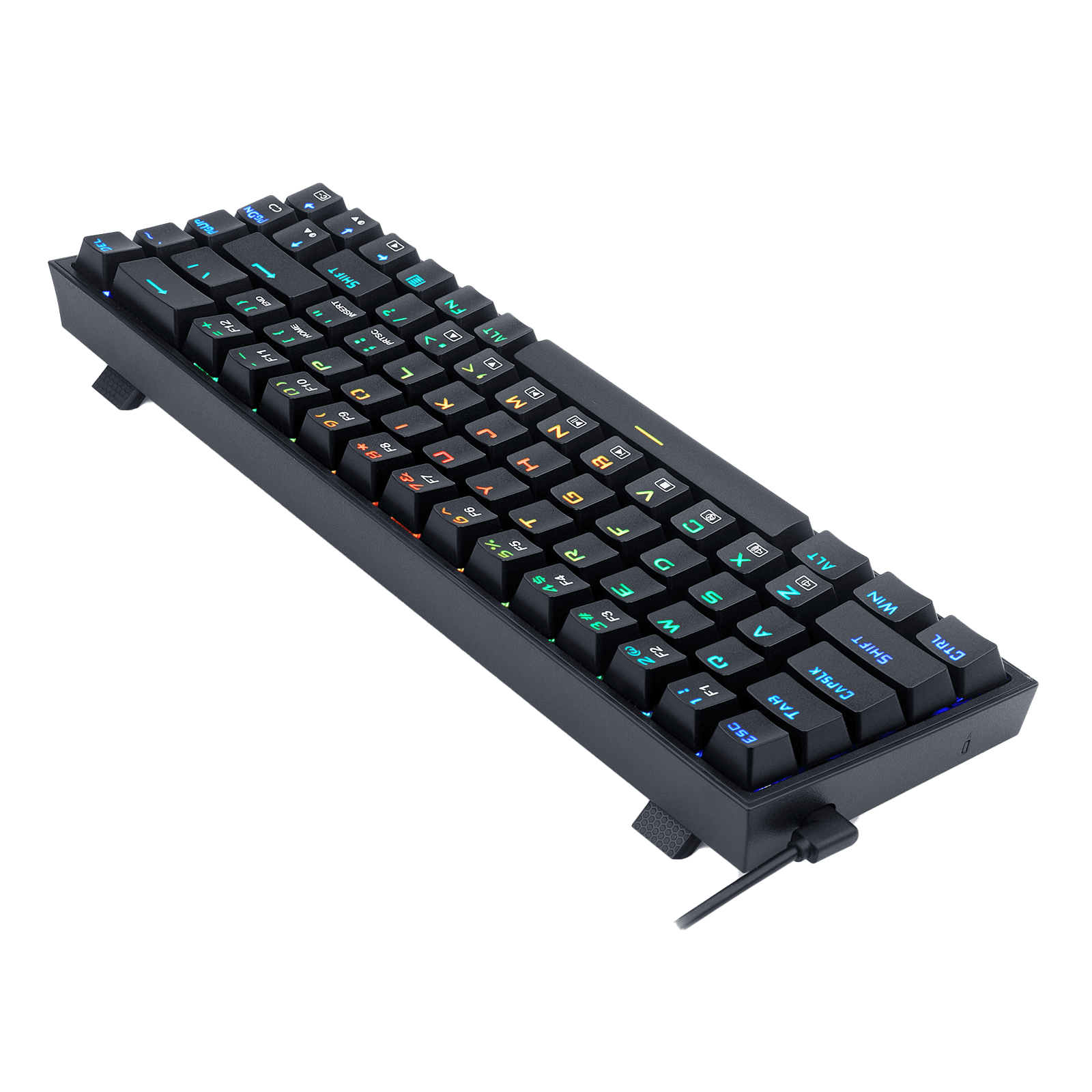 Redragon K631 Castor 65% Keyboard Gaming RGB Berkabel, Keyboard Mekanis Ringkas 68 Tombol Hot-Swappable dengan 100% Socket Hot-Swap, PCB Terpasang Plat Free-Mod & Tombol Panah Khusus, Sakelar Linear Merah Senyap