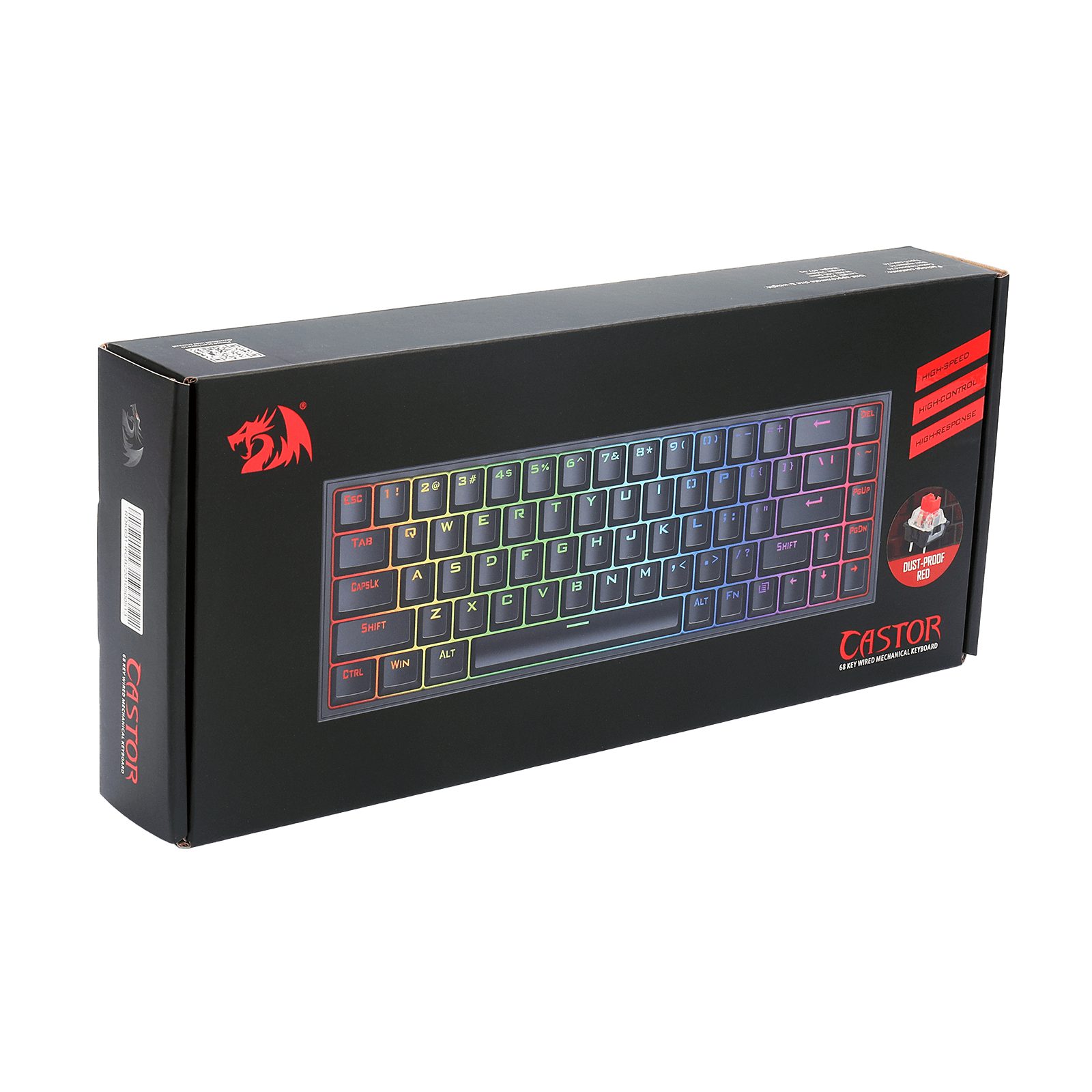 Redragon K631 Castor 65% Keyboard Gaming RGB Berkabel, Keyboard Mekanis Ringkas 68 Tombol Hot-Swappable dengan 100% Socket Hot-Swap, PCB Terpasang Plat Free-Mod & Tombol Panah Khusus, Sakelar Linear Merah Senyap
