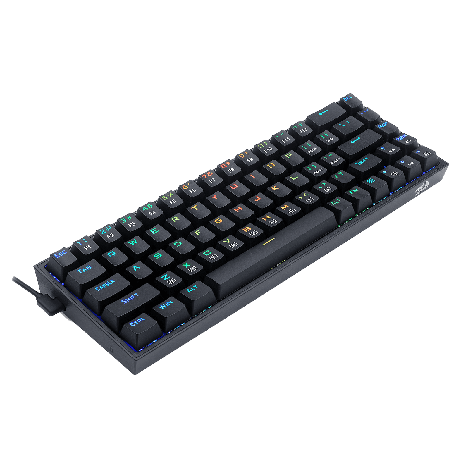 Redragon K631 Castor 65% Keyboard Gaming RGB Berkabel, Keyboard Mekanis Ringkas 68 Tombol Hot-Swappable dengan 100% Socket Hot-Swap, PCB Terpasang Plat Free-Mod & Tombol Panah Khusus, Sakelar Linear Merah Senyap