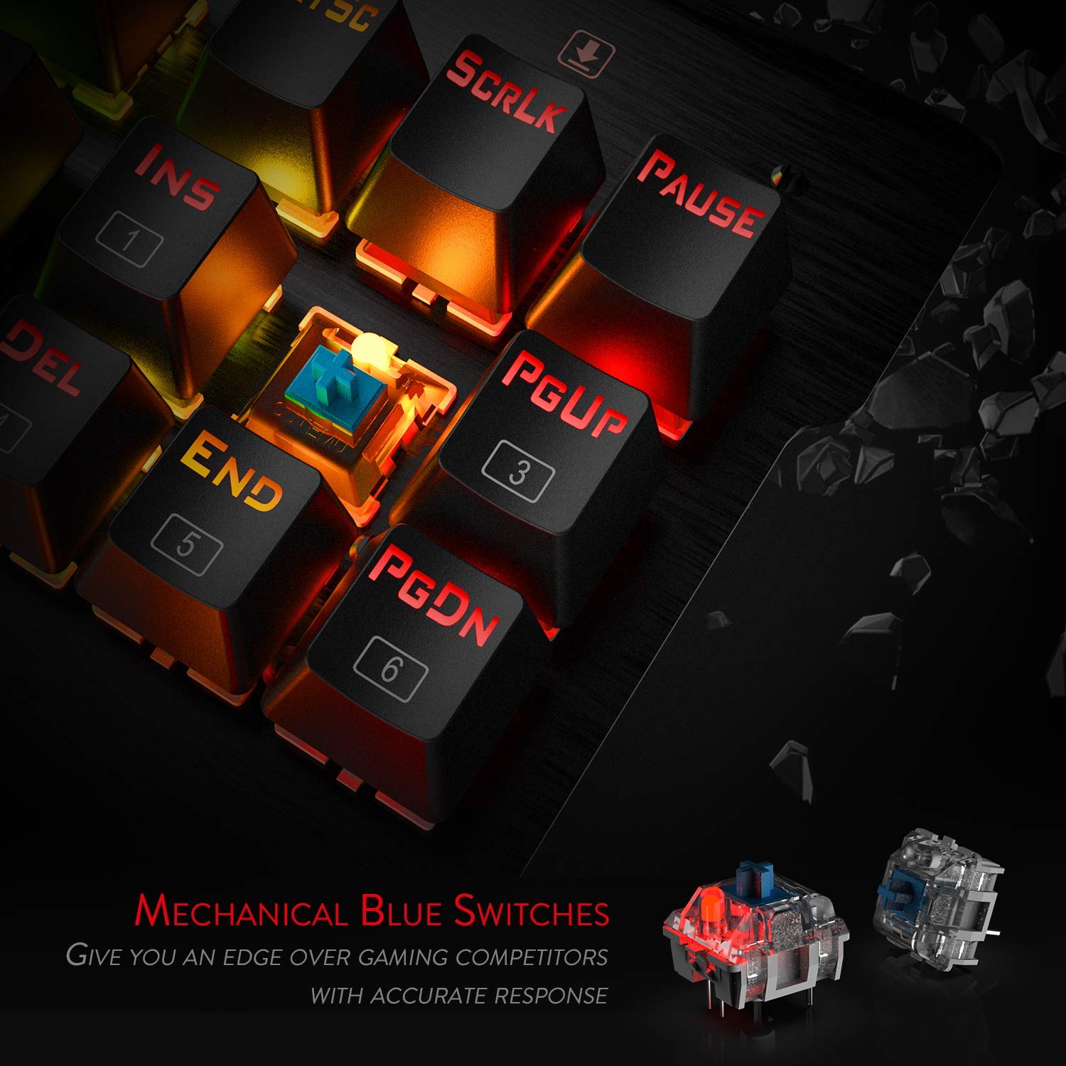 Redragon K561-US VISNU RGB Keyboard Gaming Mekanik 87 Tombol Keyboard Gaming Ringkas, Outemu Blue Switches (Tata Letak QWERTY)