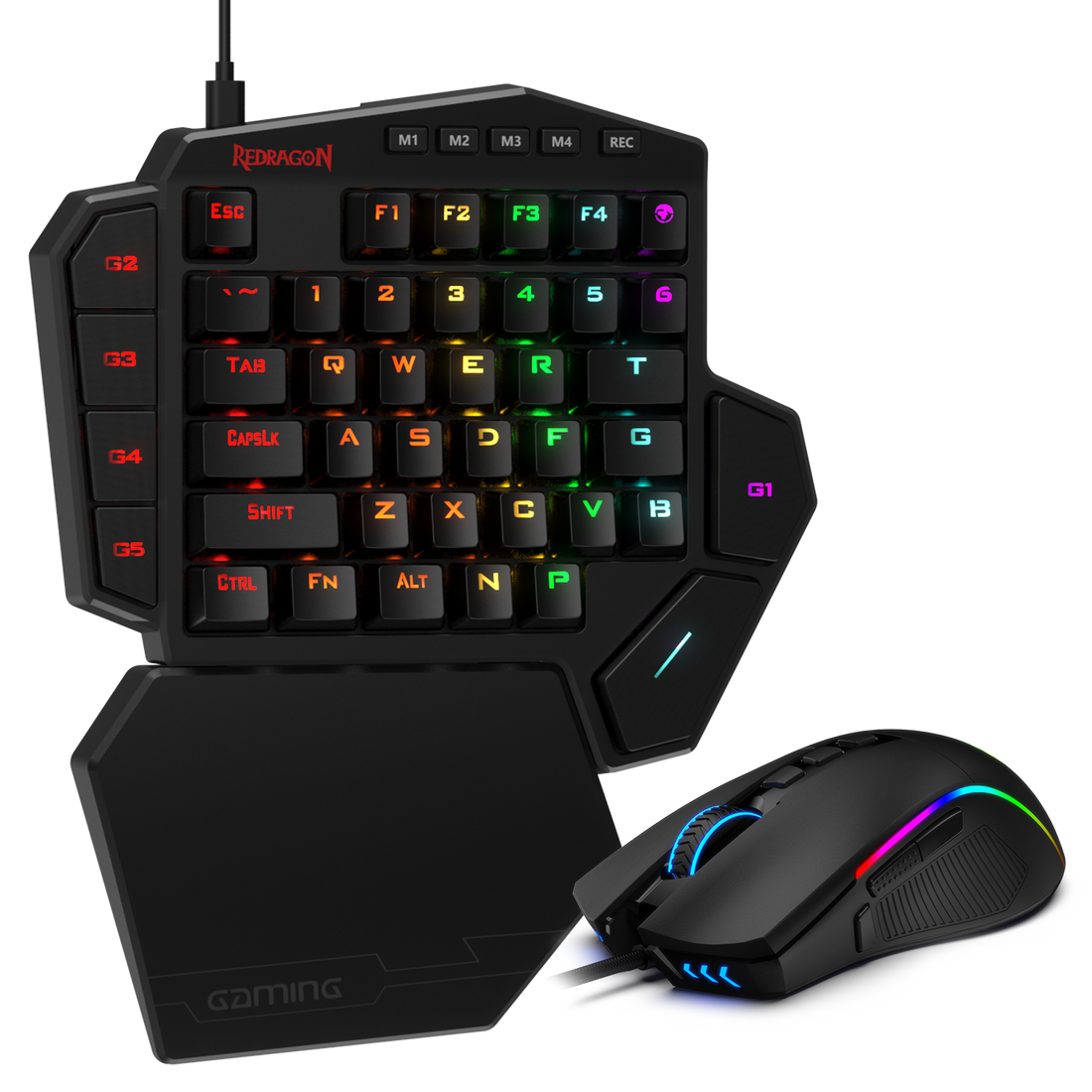Redragon K585-BA One-Handed RGB Gaming Keyboard and M721-Pro RGB Mouse Combo