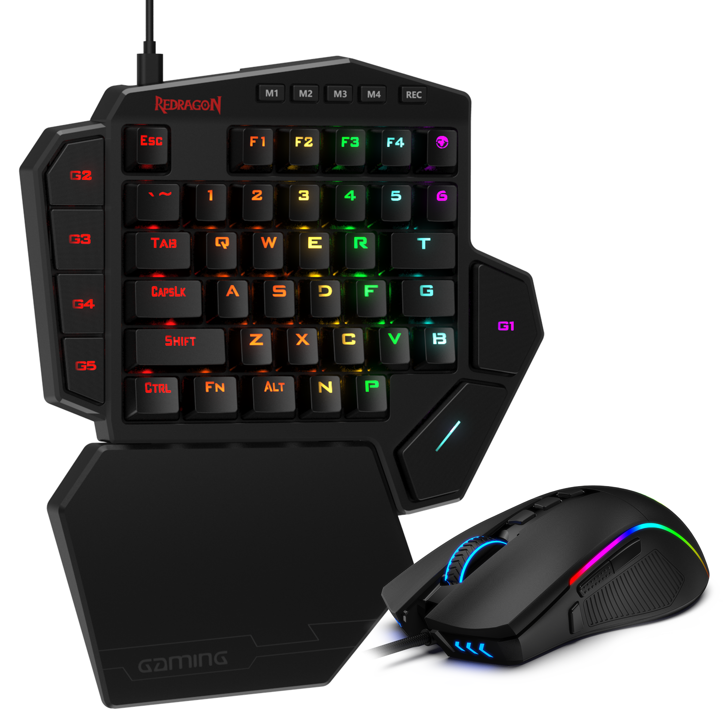 Redragon K585-BA One-Handed RGB Gaming Keyboard and M721-Pro RGB Mouse Combo