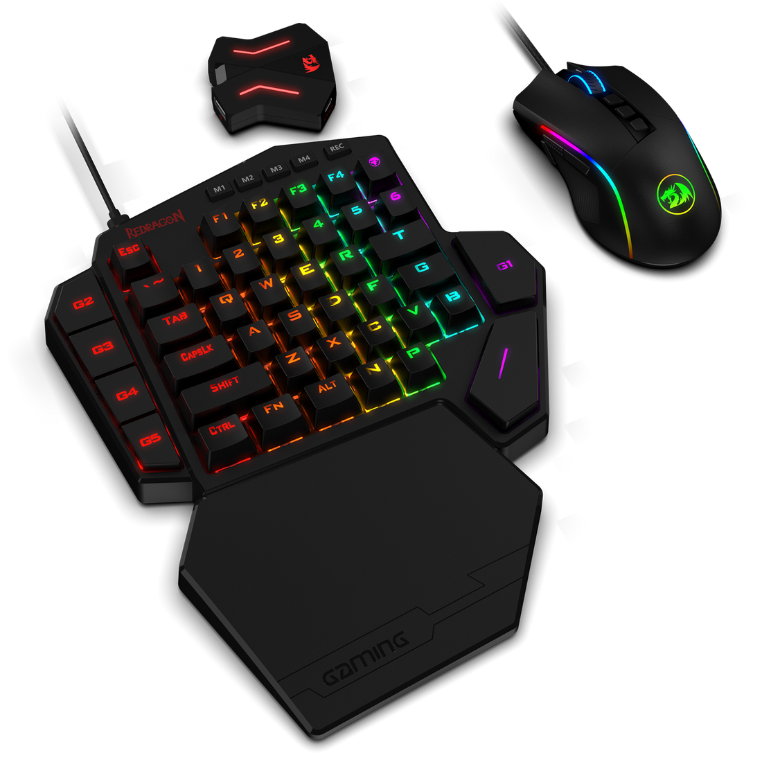 Redragon K585 One-handed RGB Gaming Keyboard and M721-Pro Mouse Combo with GA200 Converter
