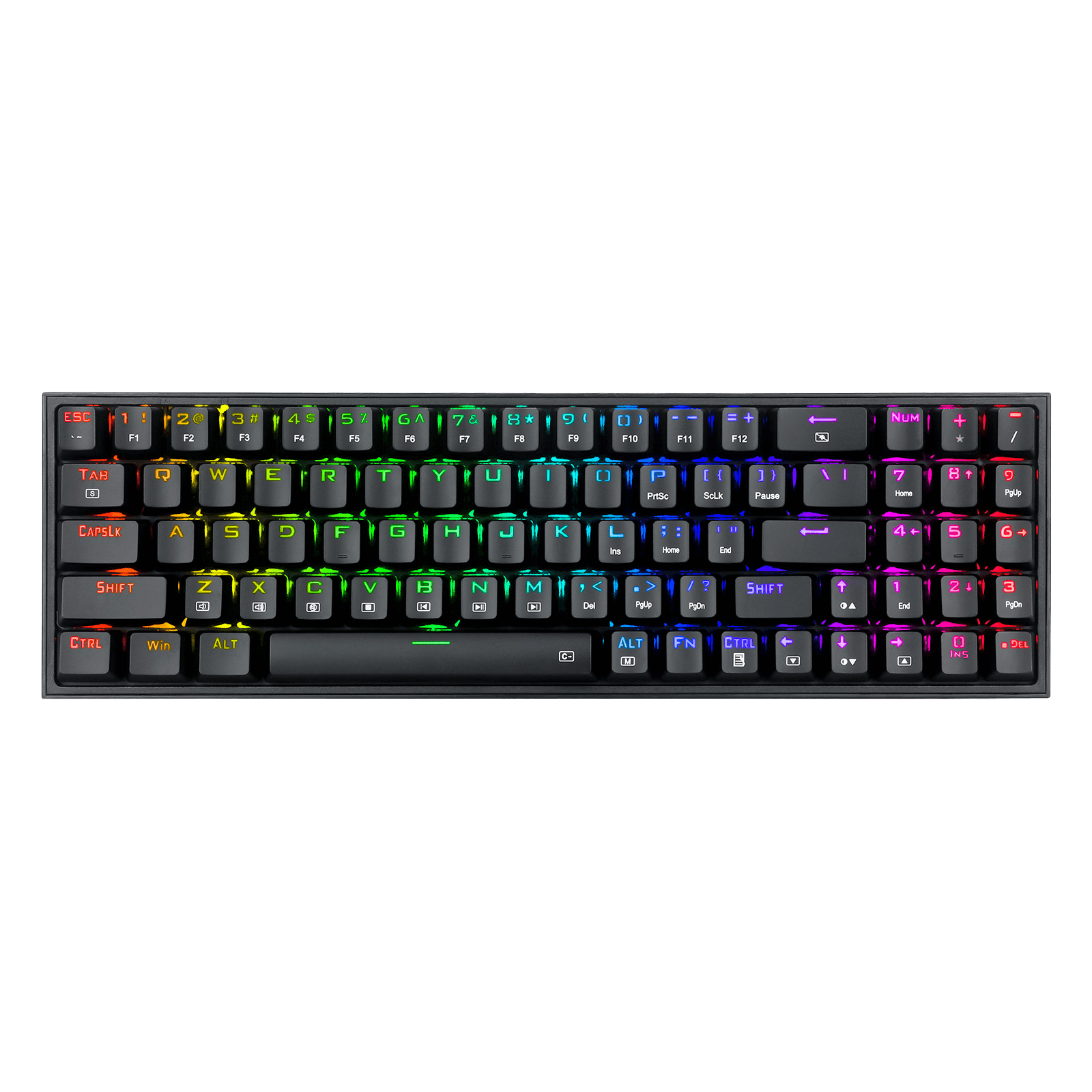 Redragon K628 Pollux 75% Wired RGB Gaming Keyboard, 78 Keys Hot-Swappable Compact Mechanical Keyboard w/100% Hot-Swap Socket, Free-Mod Plate Mounted PCB & Dedicated Arrow Keys and Numpad, Red Switch