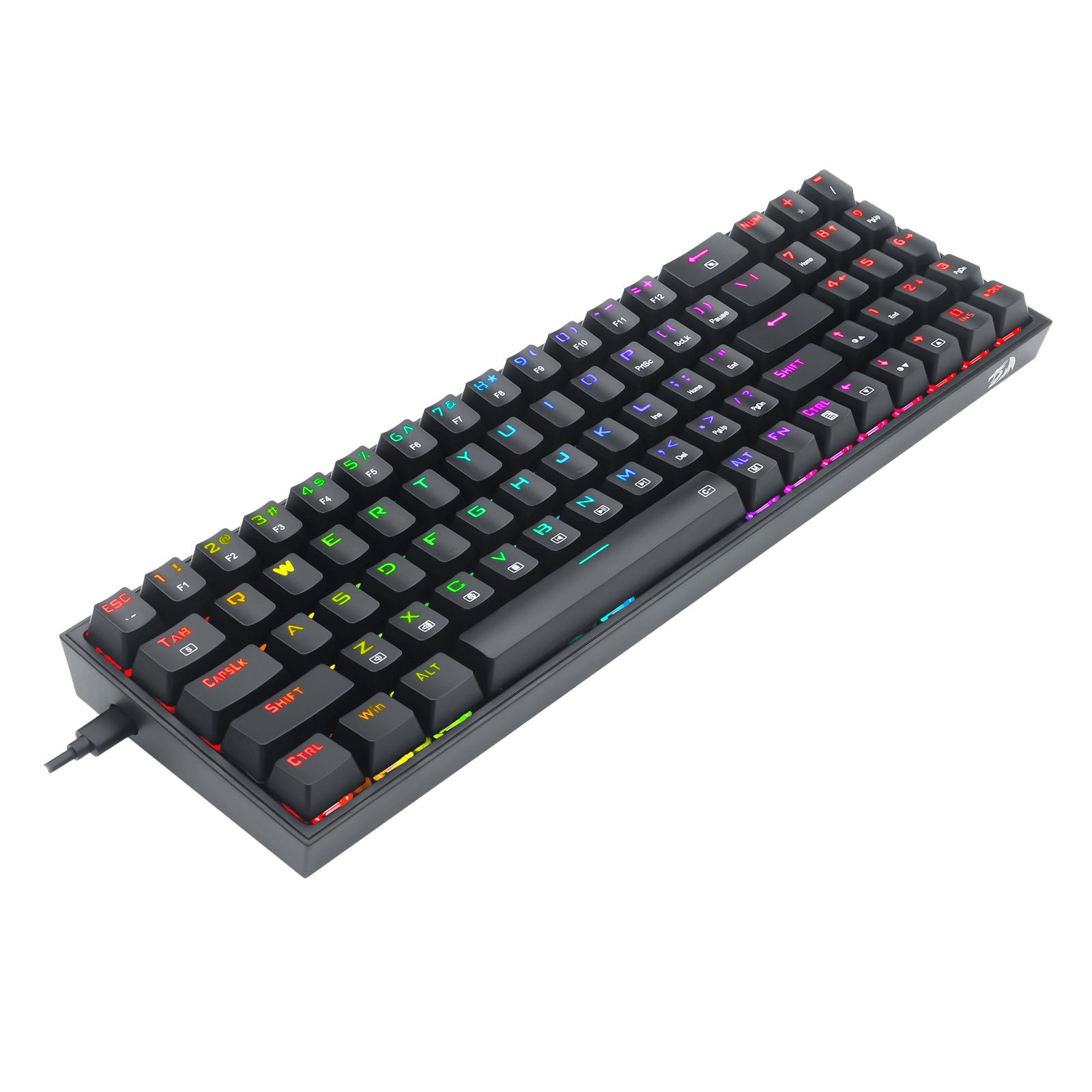 Redragon K628 Pollux 75% Wired RGB Gaming Keyboard, 78 Keys Hot-Swappable Compact Mechanical Keyboard w/100% Hot-Swap Socket, Free-Mod Plate Mounted PCB & Dedicated Arrow Keys and Numpad, Red Switch