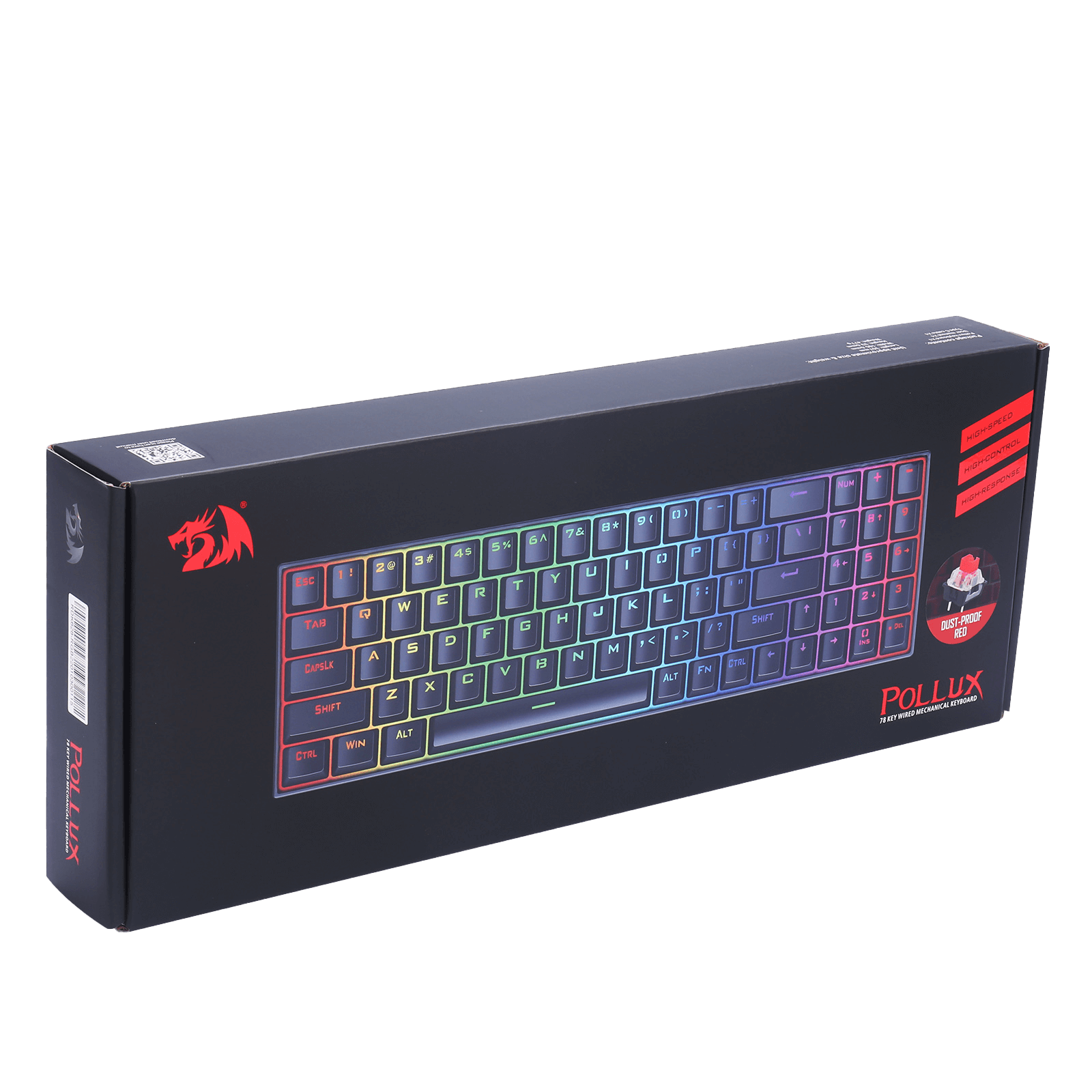 Redragon K628 Pollux 75% Wired RGB Gaming Keyboard, 78 Keys Hot-Swappable Compact Mechanical Keyboard w/100% Hot-Swap Socket, Free-Mod Plate Mounted PCB & Dedicated Arrow Keys and Numpad, Red Switch