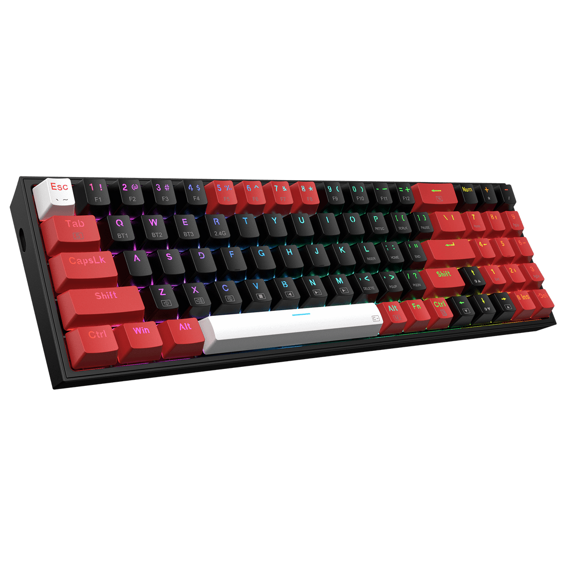 Redragon K628 PRO 75% 3-Mode Wireless RGB Gaming Keyboard, 78 Keys Hot-Swappable Compact Mechanical Keyboard w/Hot-Swap Free-Mod PCB Socket, Dedicated Arrow Keys & Numpad, Red Switch