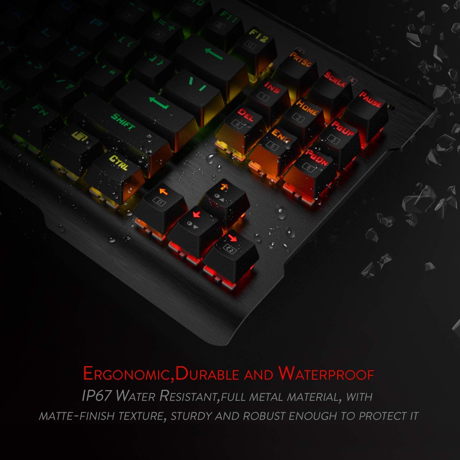 Redragon K561-US VISNU RGB Keyboard Gaming Mekanik 87 Tombol Keyboard Gaming Ringkas, Outemu Blue Switches (Tata Letak QWERTY)