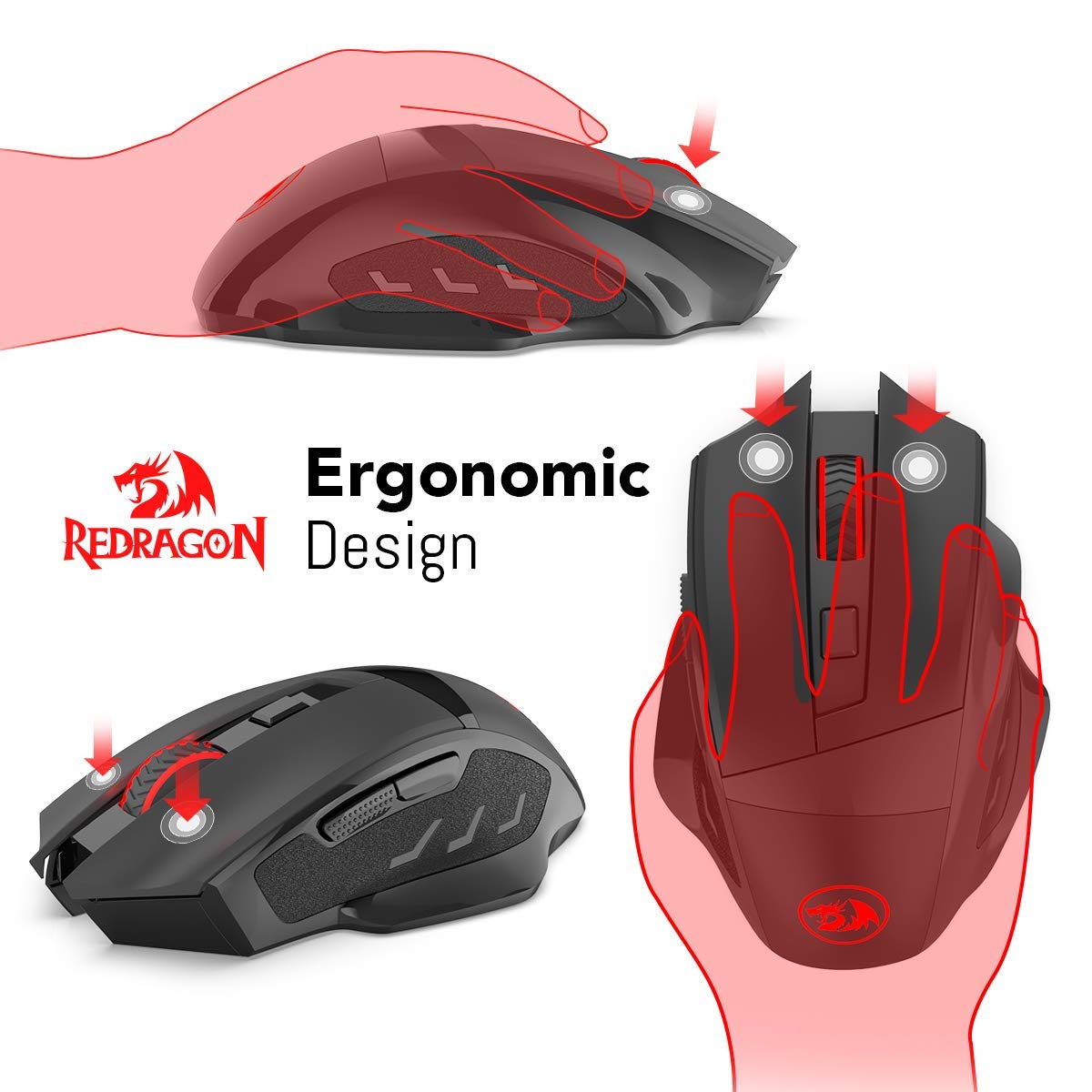 Redragon M653 MIG Mini Mouse, Mouse Nirkabel Optik 2.4G dengan Penerima Nano USB untuk Kantor & Game, 5 DPI yang Dapat Diatur, 6 Tombol Mouse Optik untuk PC Desktop, Macbook, Notebook, PC, Laptop, Komputer