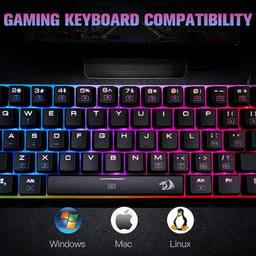 Redragon K605 Alien Giant Mechanical Gaming Keyboard, 61 Tombol Super Besar & Outemu Blue Switch, RGB LED Backlit Ergonomic Wired Type-C Full Key Conflict Free Anti-Ghosting NKRO Keyboard
