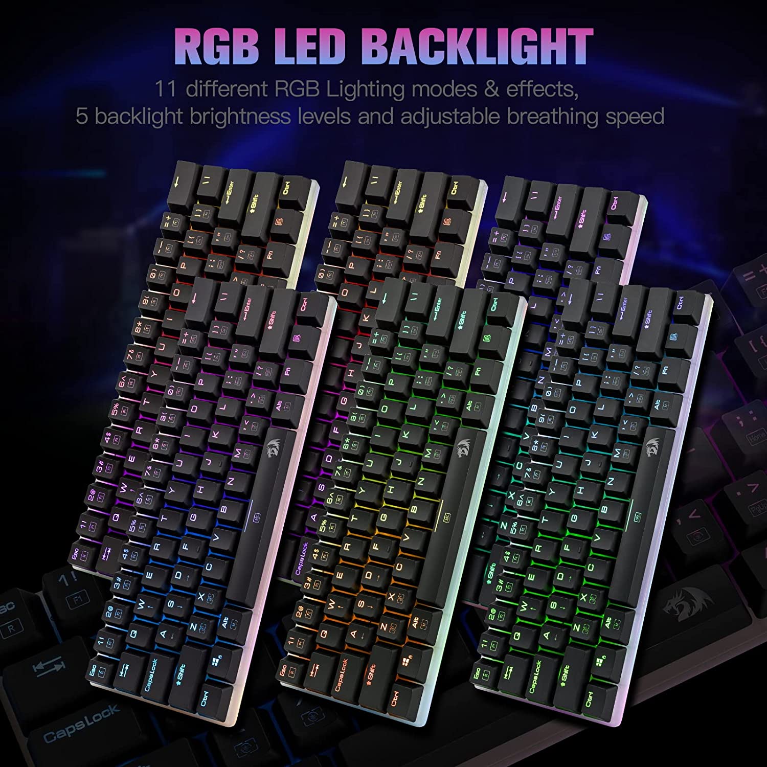 Redragon K605 Alien Giant Mechanical Gaming Keyboard, 61 Tombol Super Besar & Outemu Blue Switch, RGB LED Backlit Ergonomic Wired Type-C Full Key Conflict Free Anti-Ghosting NKRO Keyboard