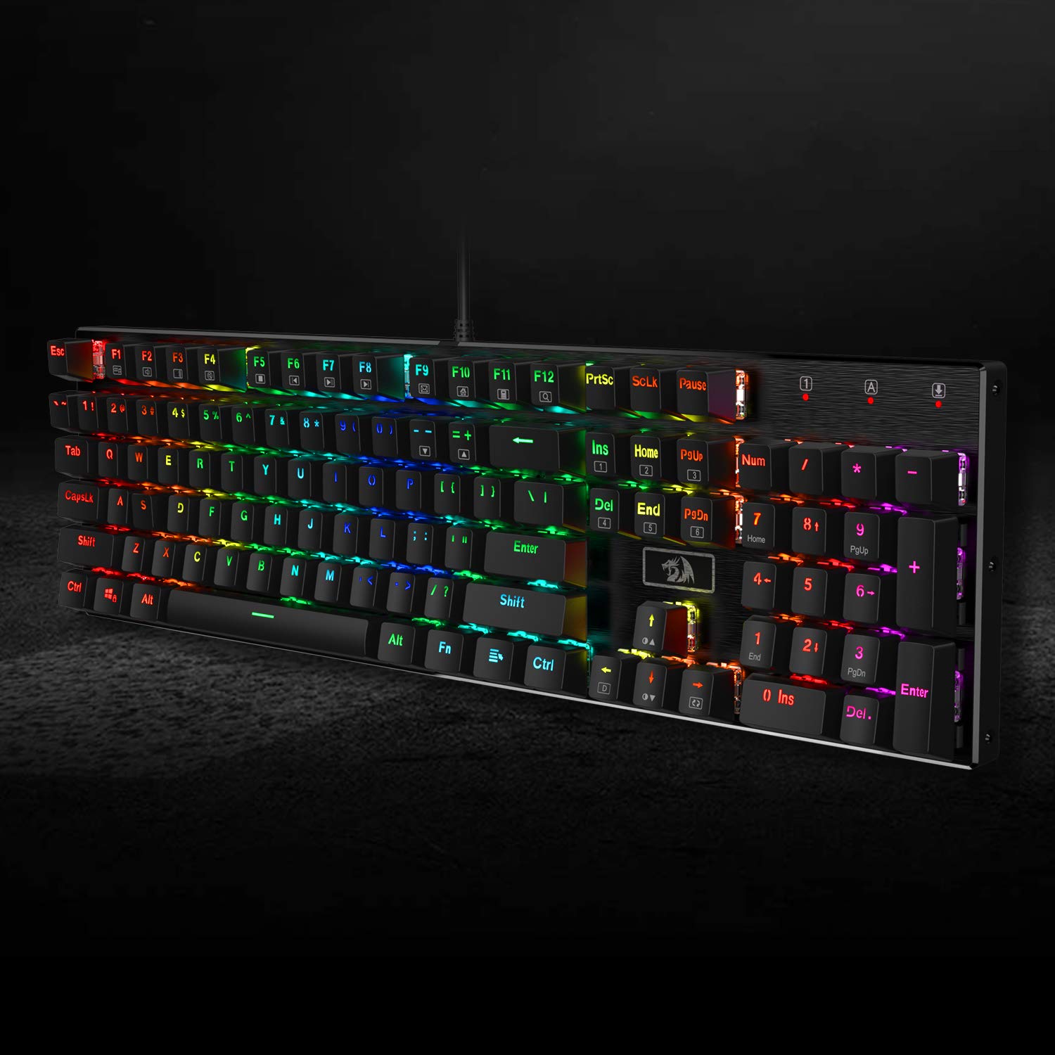 Redragon K556 RGB LED Backlit Wired Mechanical Gaming Keyboard, Basis Aluminium, 104 Tombol Standar