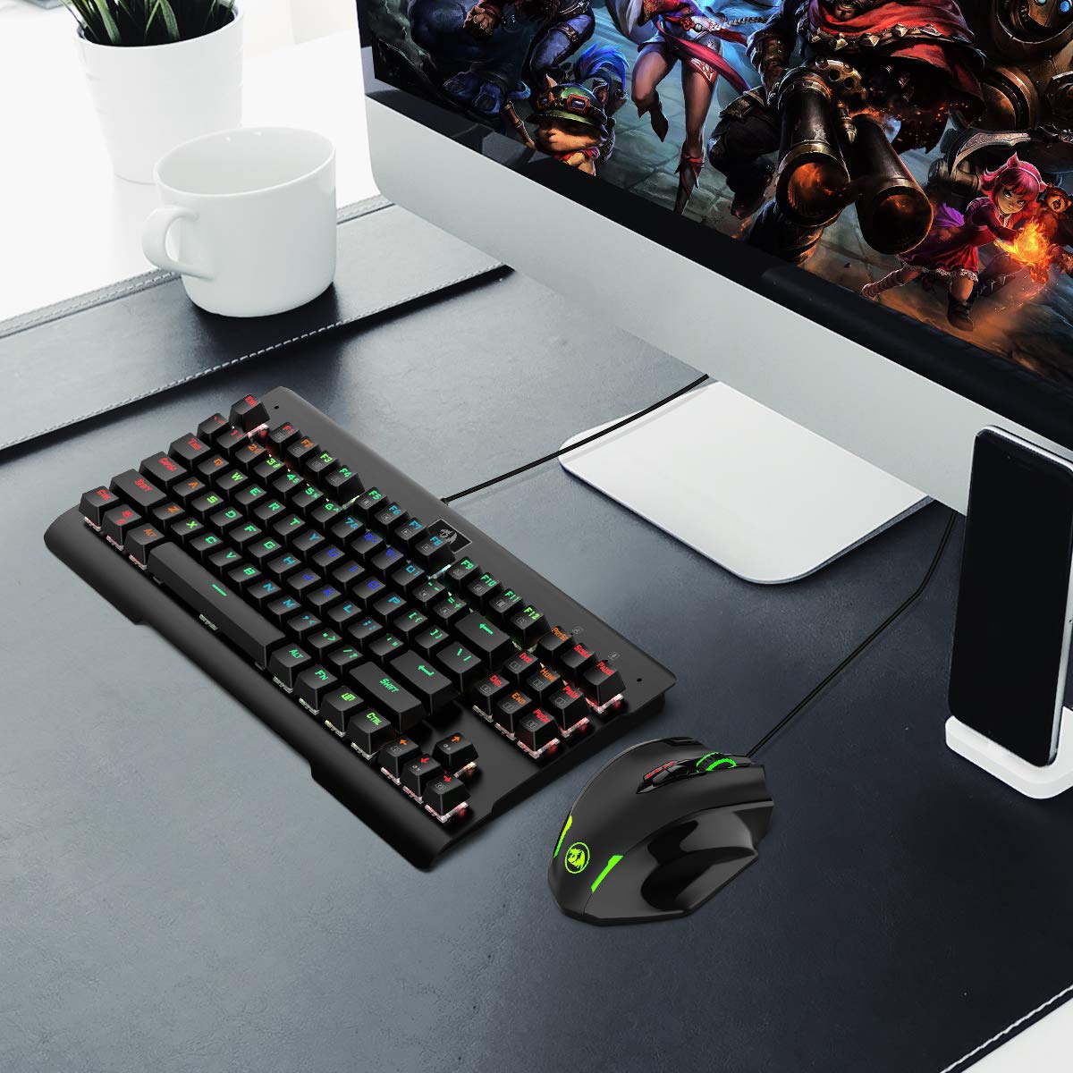 Redragon M908 Impact RGB LED MMO Gaming Mouse Laser USB dengan 12400dpi, Presisi Tinggi, 18 Tombol Samping yang Dapat Diprogram, Desain Ergonomis, Hitam