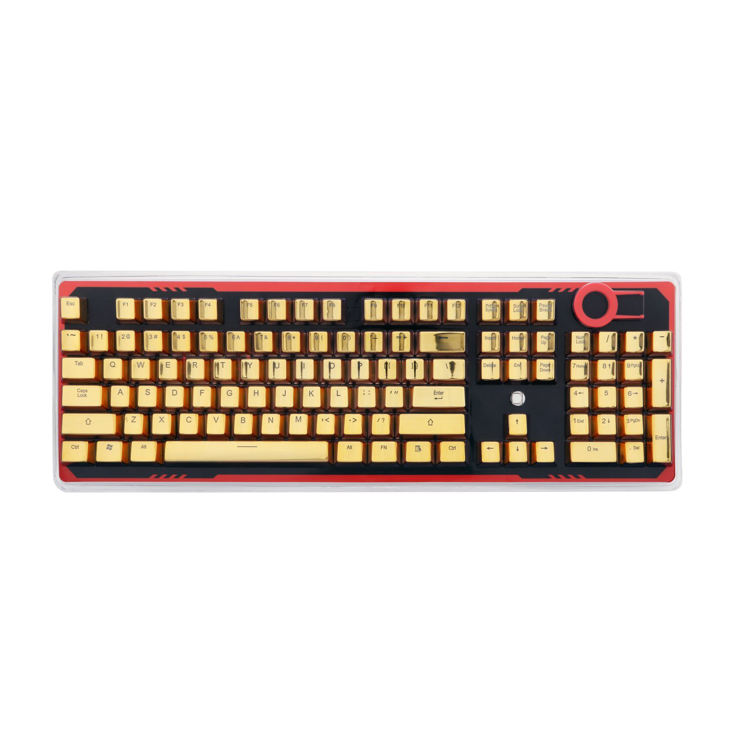 Redragon A101G 104 ABS Double Shot Injection Backlit Metallic Electroplated Gold Color Keycaps for Mechanical Switch Keyboards with Key Puller