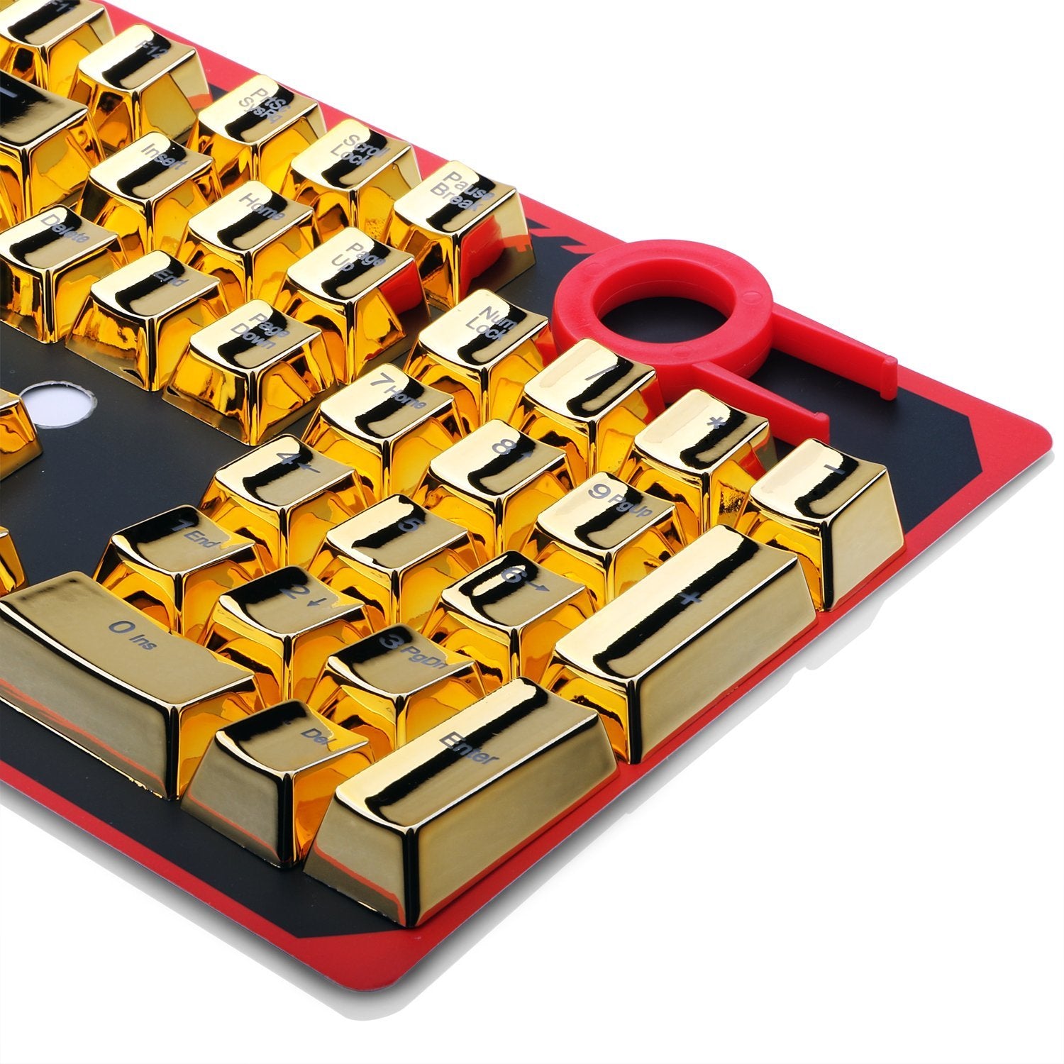 Redragon A101G 104 ABS Double Shot Injection Backlit Metallic Electroplated Gold Color Keycaps for Mechanical Switch Keyboards with Key Puller