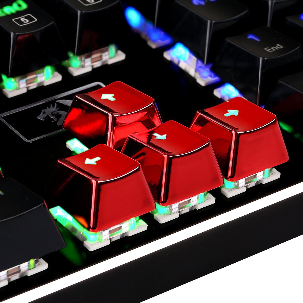 Keycaps Backlit Redragon ABS Double Shot Injection untuk Keyboard Mechanical Switch dengan Key Puller (Merah Elektroplat)