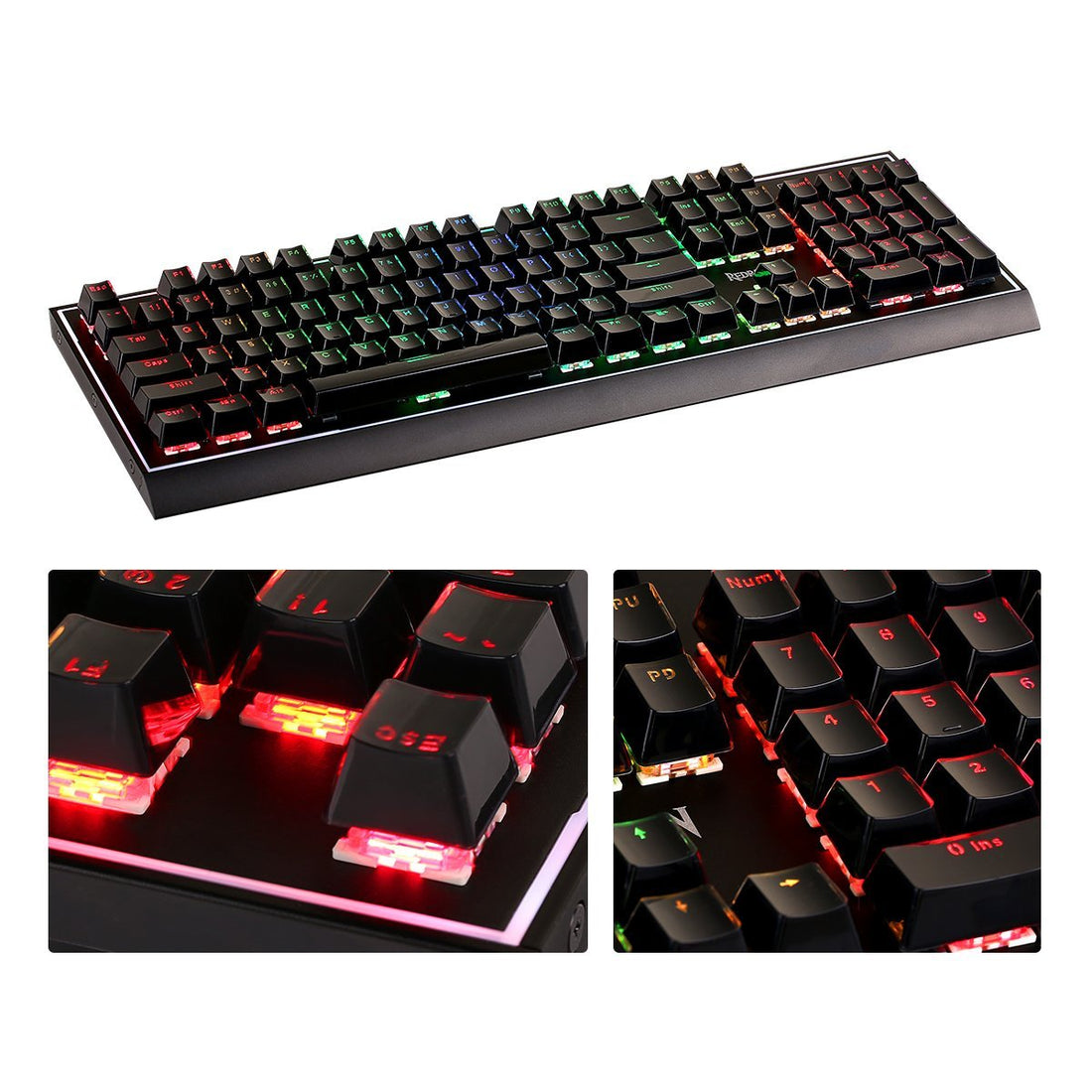 Redragon ABS Double Shot Injection Backlit Keycaps for Mechanical Switch Keyboards with Key Puller (Crystal Black)
