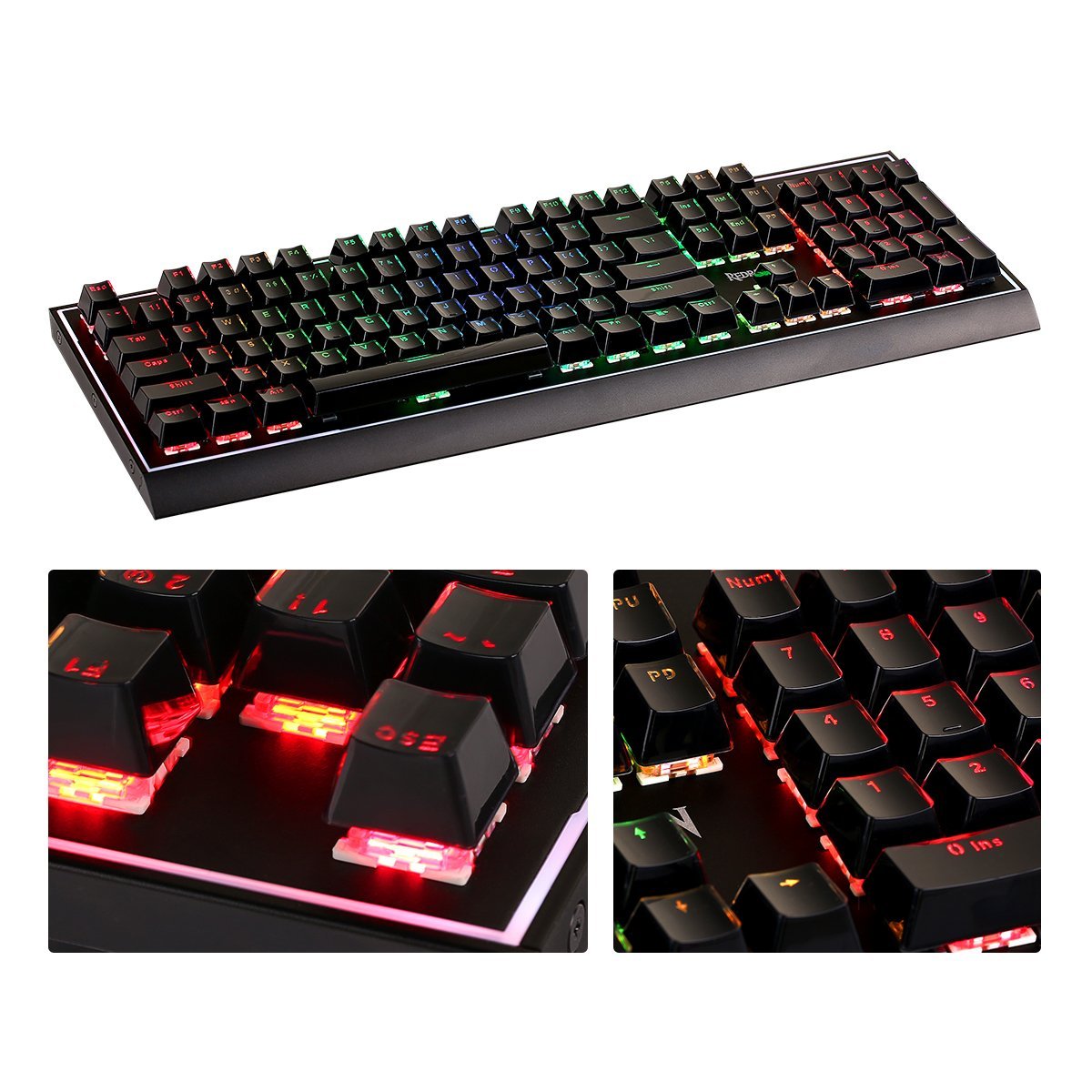 Redragon ABS Double Shot Injection Backlit Keycaps for Mechanical Switch Keyboards with Key Puller (Crystal Black)