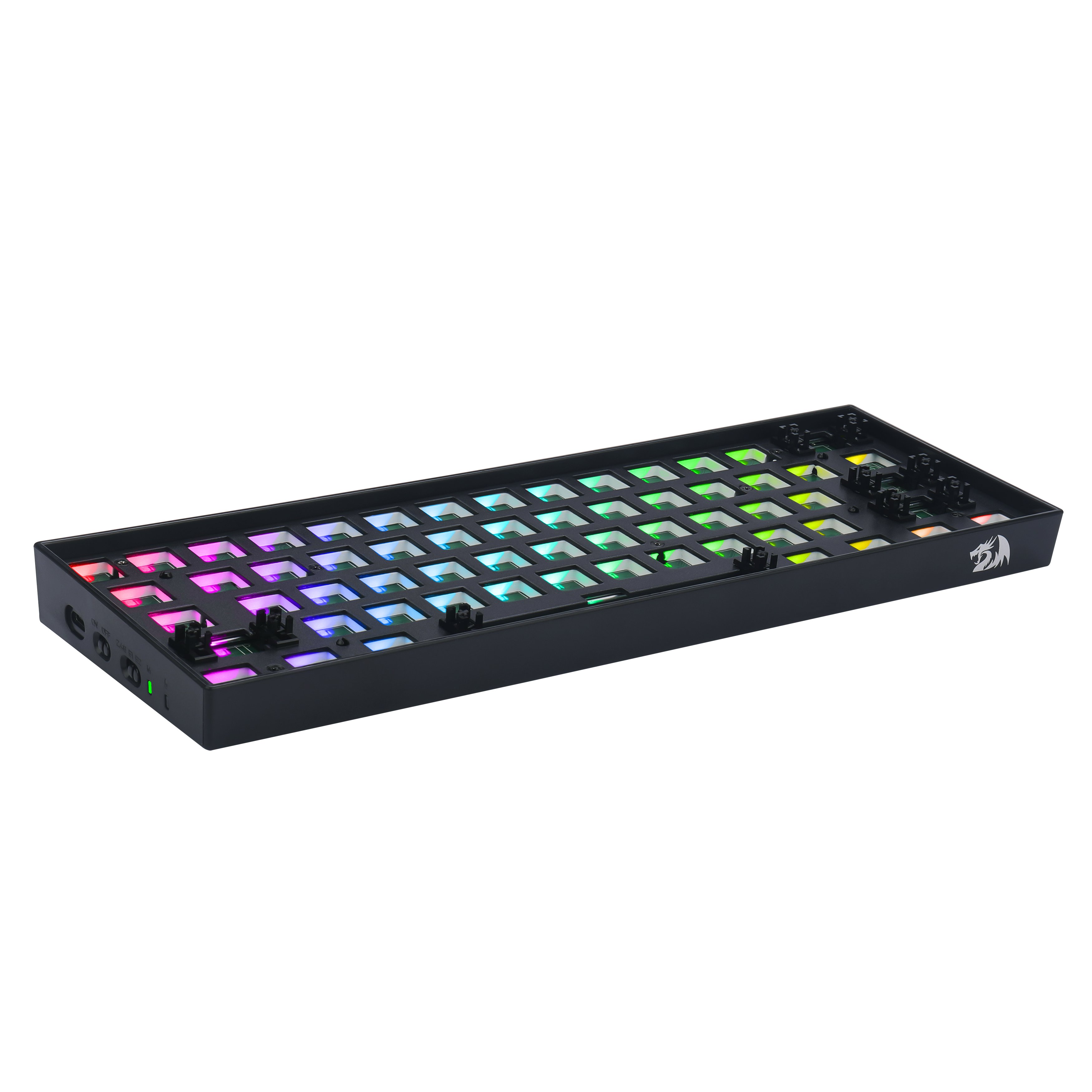 Redragon BBK530 Barebone DIY RGB Mechanical Keyboard, Bluetooth/2.4Ghz/Wired Tri-Mode Gaming Keyboard