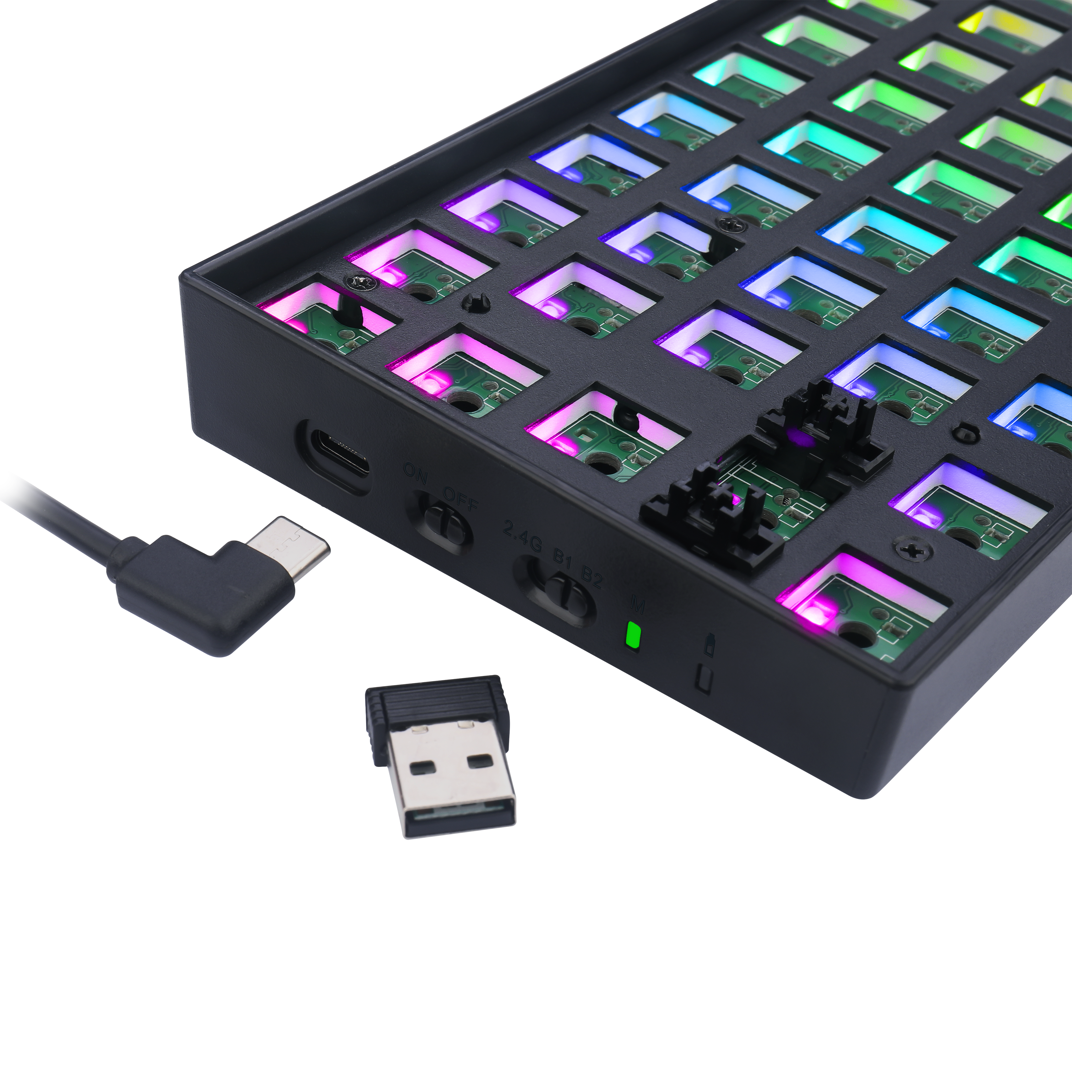 Redragon BBK530 Barebone DIY RGB Mechanical Keyboard, Bluetooth/2.4Ghz/Wired Tri-Mode Gaming Keyboard