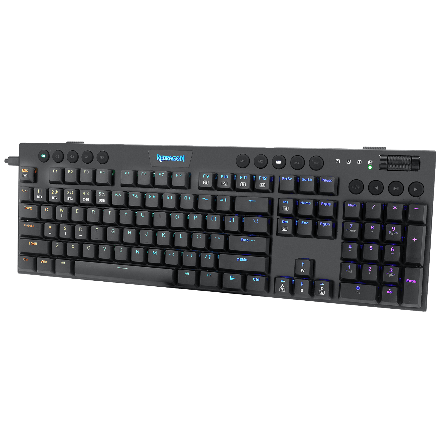 Redragon K618 Horus Wireless RGB Mechanical Keyboard, Bluetooth/2.4Ghz/Wired Tri-Mode Ultra-Thin Low Profile Gaming Keyboard w/No-Lag Cordless Connection