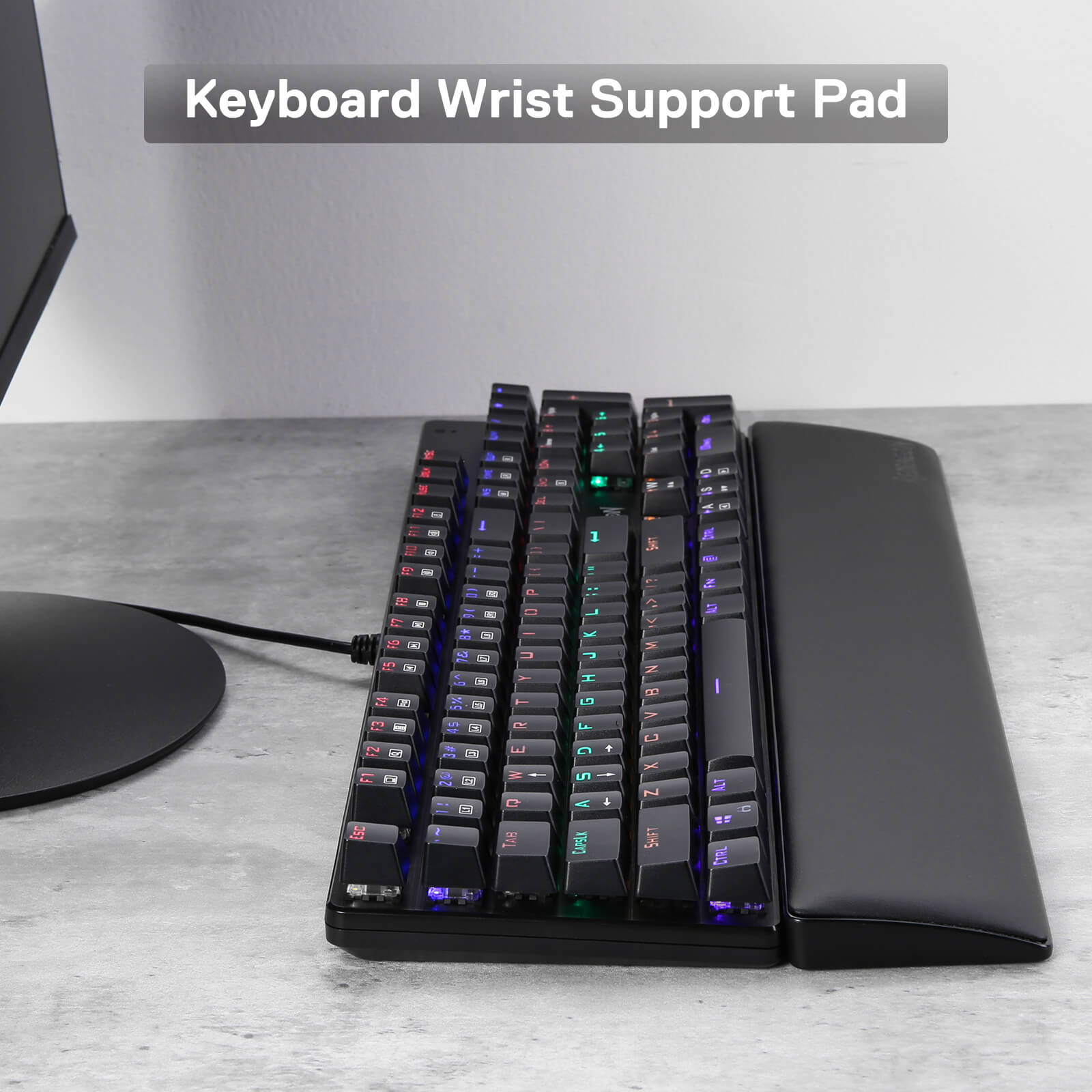 Alas Sandaran Pergelangan Tangan Keyboard Komputer Redragon, Penopang Pergelangan Tangan Busa Memori Lembut Ergonomis dengan Dasar Karet Anti-Selip