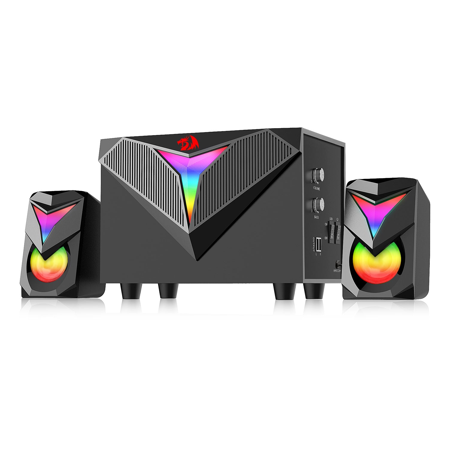Redragon Speaker Gaming Bass Berat 2.1 dengan Pencahayaan