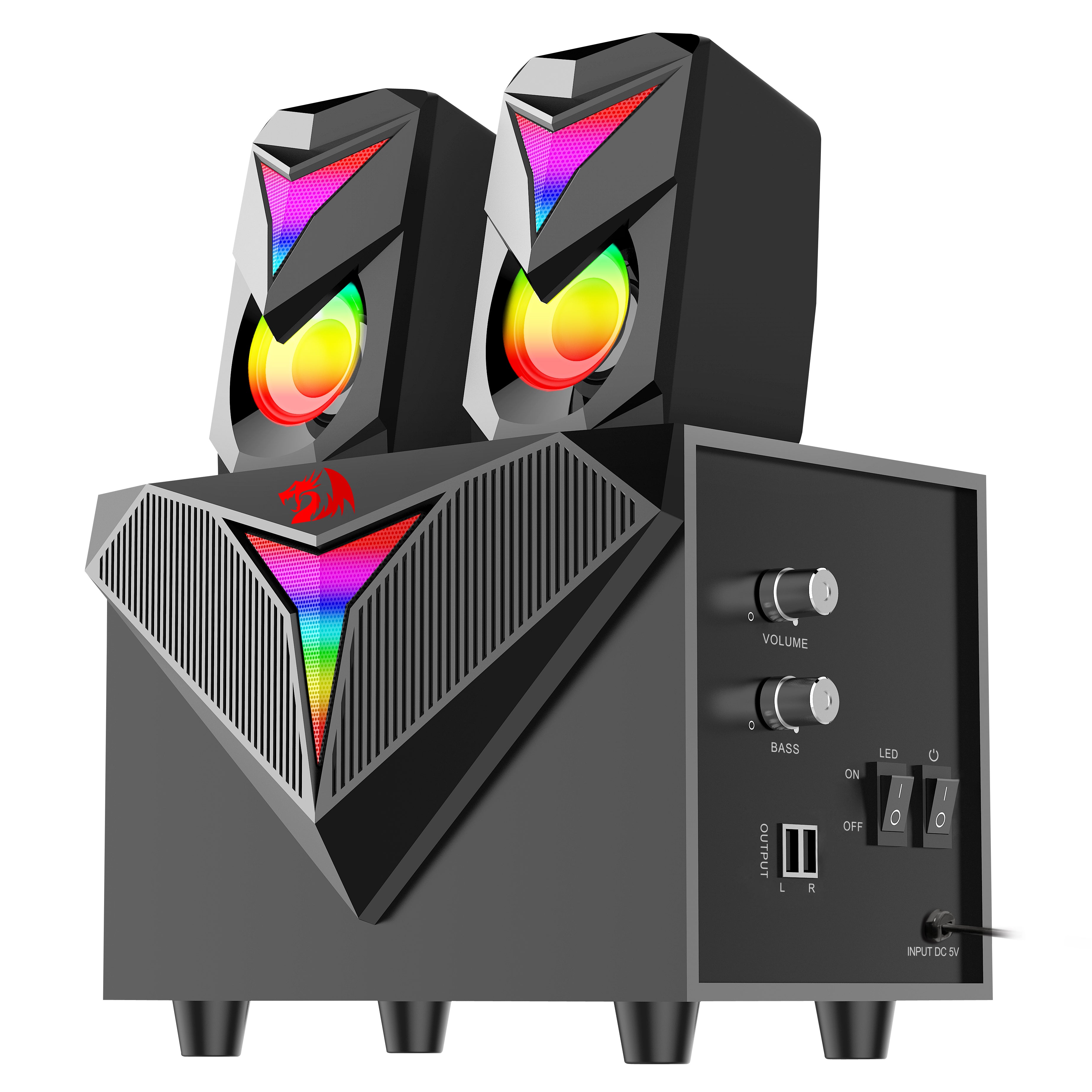 Redragon Speaker Gaming Bass Berat 2.1 dengan Pencahayaan