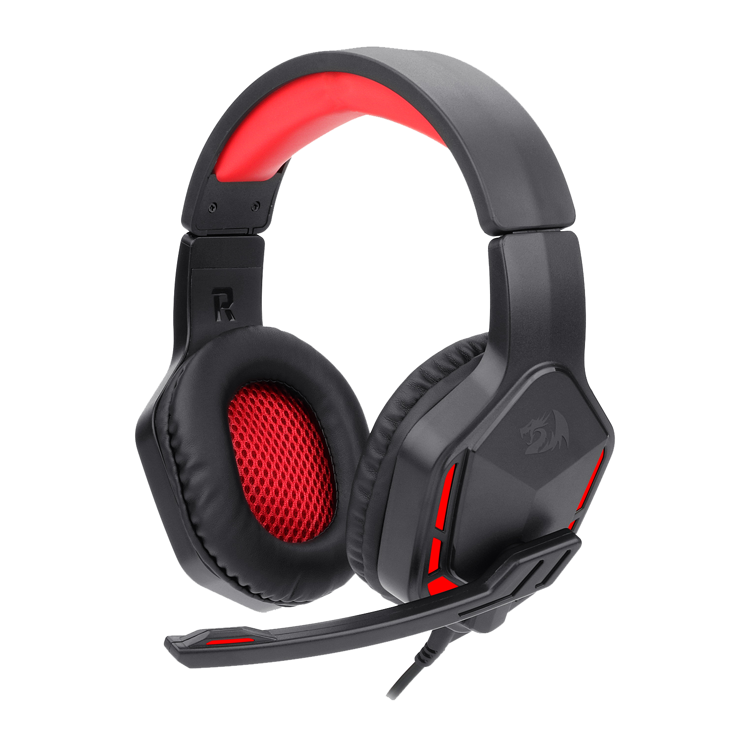 Redragon H220 THEMIS Headset Gaming Kabel, Suara Surround Stereo, Headphone Over-Ear Peredam Bising dengan Mikrofon, Kontrol Volume, Lampu LED Merah, Kompatibel dengan PC, PS4/3, Xbox One, dan Nintendo Switch