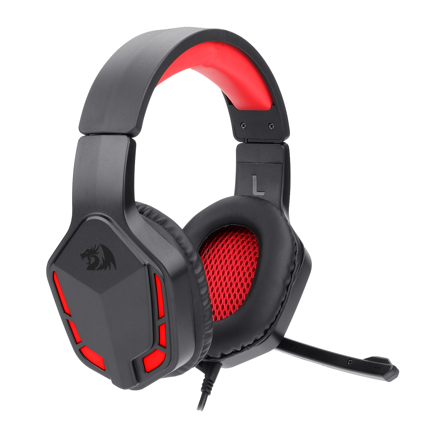 Redragon H220 THEMIS Headset Gaming Kabel, Suara Surround Stereo, Headphone Over-Ear Peredam Bising dengan Mikrofon, Kontrol Volume, Lampu LED Merah, Kompatibel dengan PC, PS4/3, Xbox One, dan Nintendo Switch
