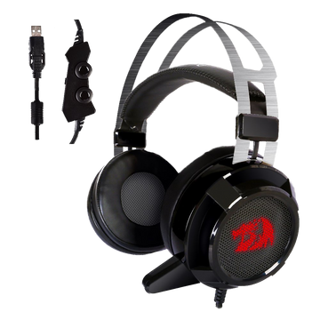 Redragon H301 SIREN2 7.1 Channel Surround Stereo Gaming Headset Over Ear dengan Mikrofon, Getaran Individual, Peredam Bising, Lampu LED