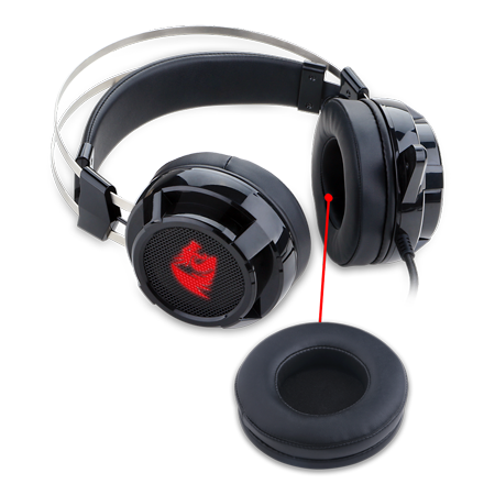 Redragon H301 SIREN2 7.1 Channel Surround Stereo Gaming Headset Over Ear dengan Mikrofon, Getaran Individual, Peredam Bising, Lampu LED