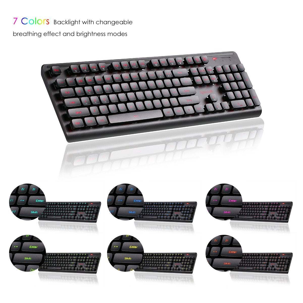 Redragon K507 7 Colors LED Backlit Mechanical Feeling Gaming Keyboard