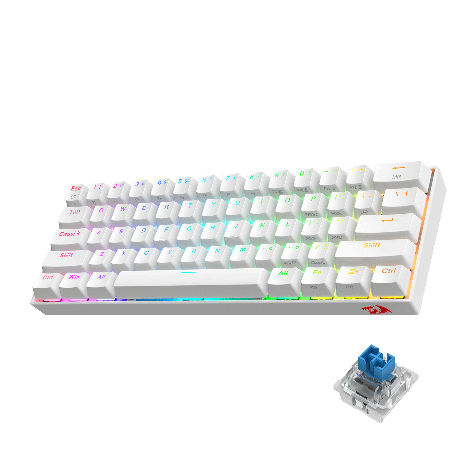 Keyboard Mekanik Nirkabel RGB Kompak 60% Redragon K530 PRO Draconic, Keyboard Gaming Bluetooth 5.0 TKL 61 Tombol