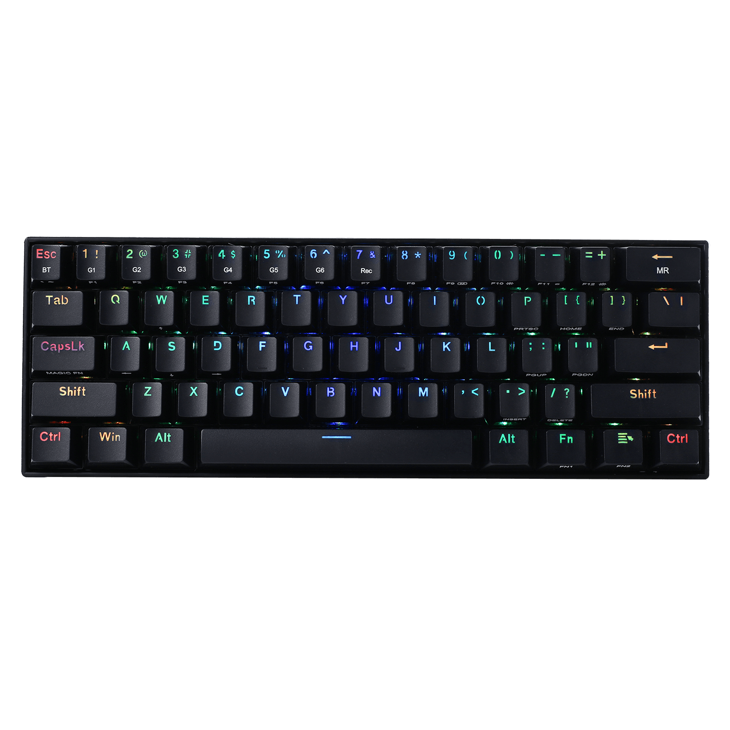 Redragon K530 PRO Draconic 60% Compact RGB Wireless Mechanical Keyboard, 61 Tombol Tenkeyless yang Dirancang untuk Gaming Keyboard Bluetooth 5.0 dan Pencahayaan RGB 16,8 Juta Warna untuk PC, Tablet, Ponsel