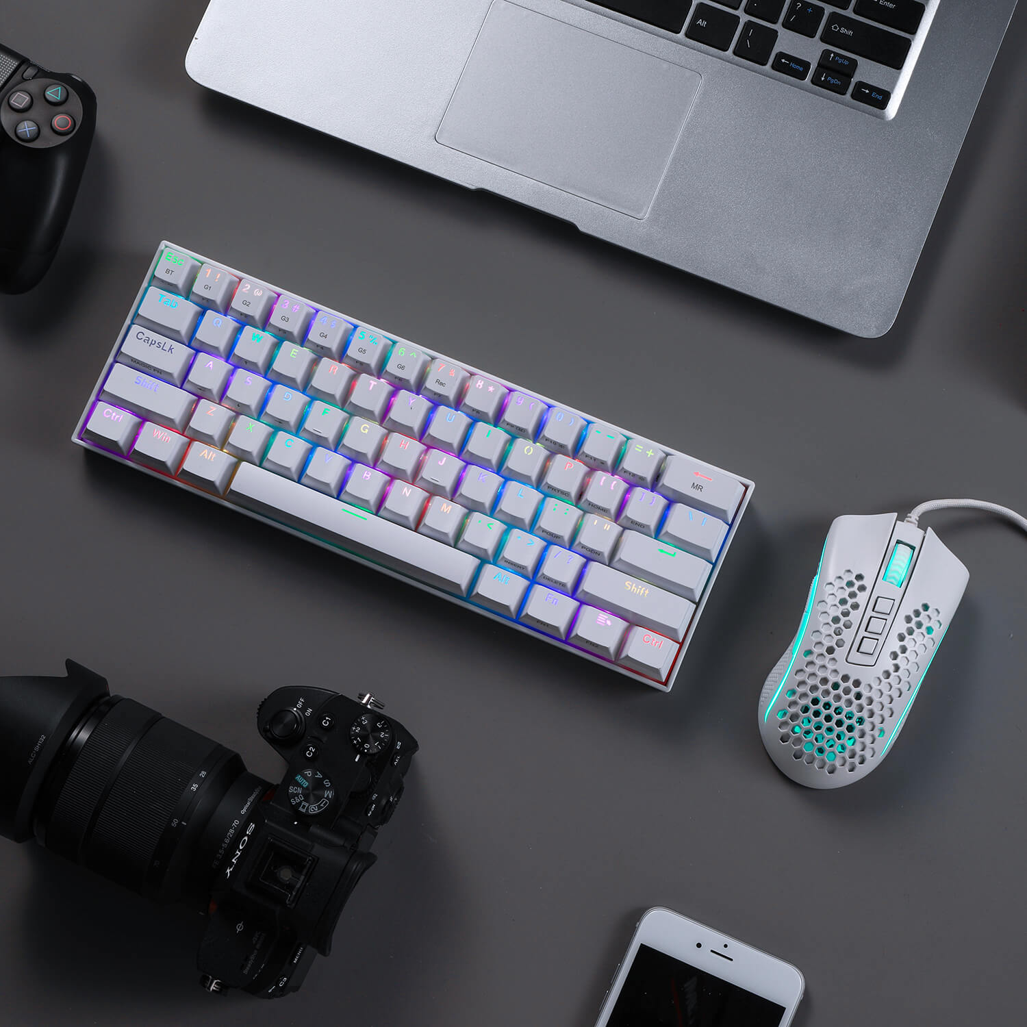 Redragon K530 60% RGB Keyboard Mekanik Nirkabel M808 Ringan Bundel Mouse Gaming RGB