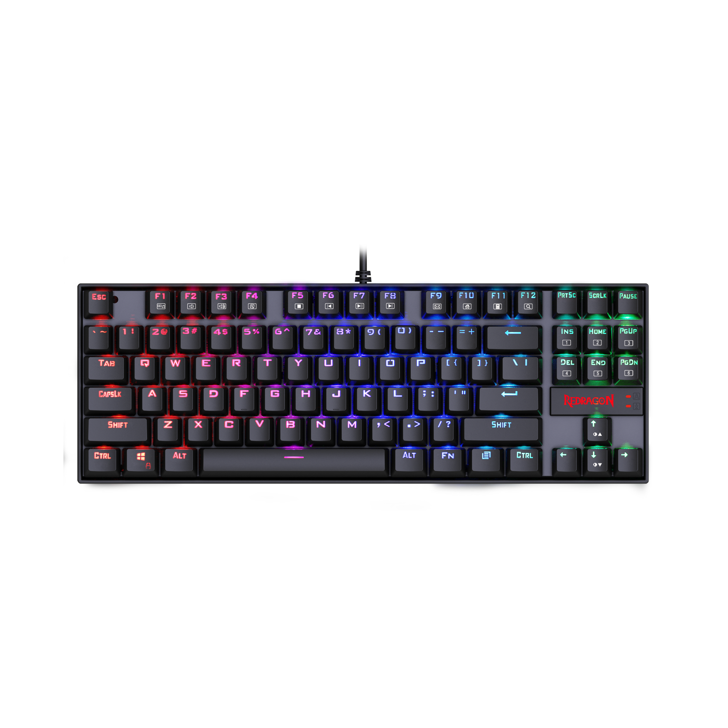 Redragon K552 KUMARA 87 Tombol LED RGB Backlit Keyboard Mekanik Teriluminasi dengan Sakelar Biru untuk PC Gaming Desain Kompak ABS-Logam