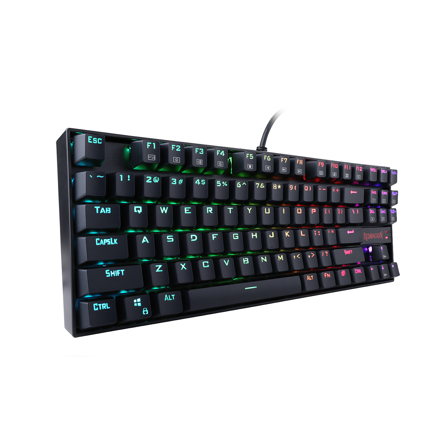 Redragon K552 KUMARA 87 Tombol LED RGB Backlit Keyboard Mekanik Teriluminasi dengan Sakelar Biru untuk PC Gaming Desain Kompak ABS-Logam