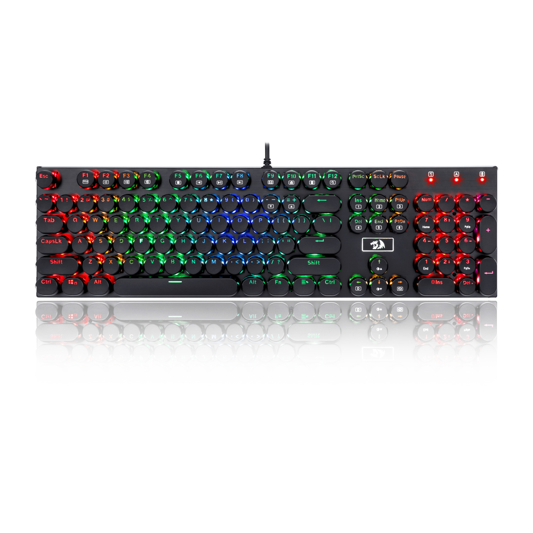 Redragon K556-RK RGB LED Backlit Mechanical Gaming Keyboard with Brown Switches,104 Anti-ghosting Standard Keys Retro Vintage USB Typewriter Inspired English US Layout