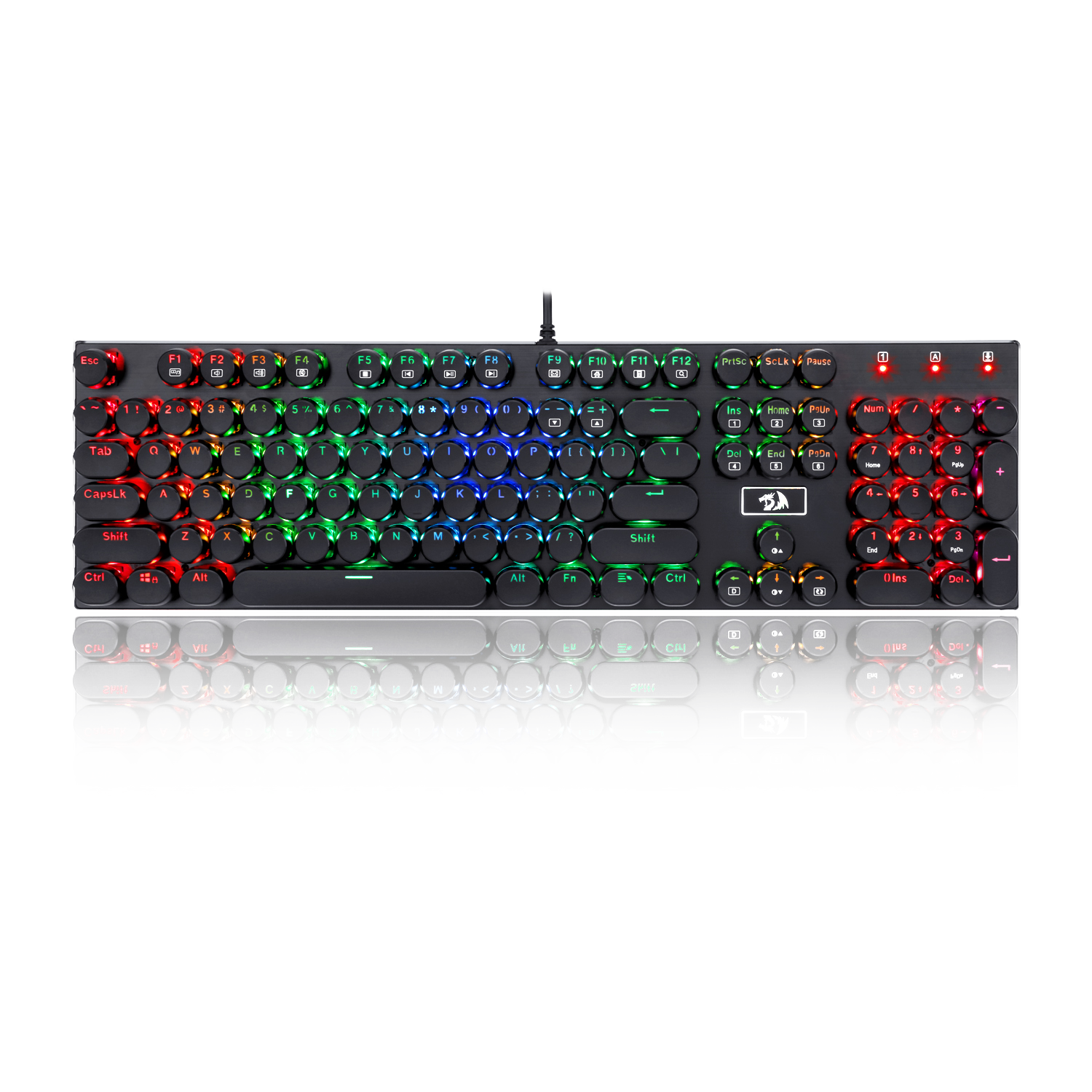 Redragon K556-RK RGB LED Backlit Mechanical Gaming Keyboard with Brown Switches,104 Anti-ghosting Standard Keys Retro Vintage USB Typewriter Inspired English US Layout