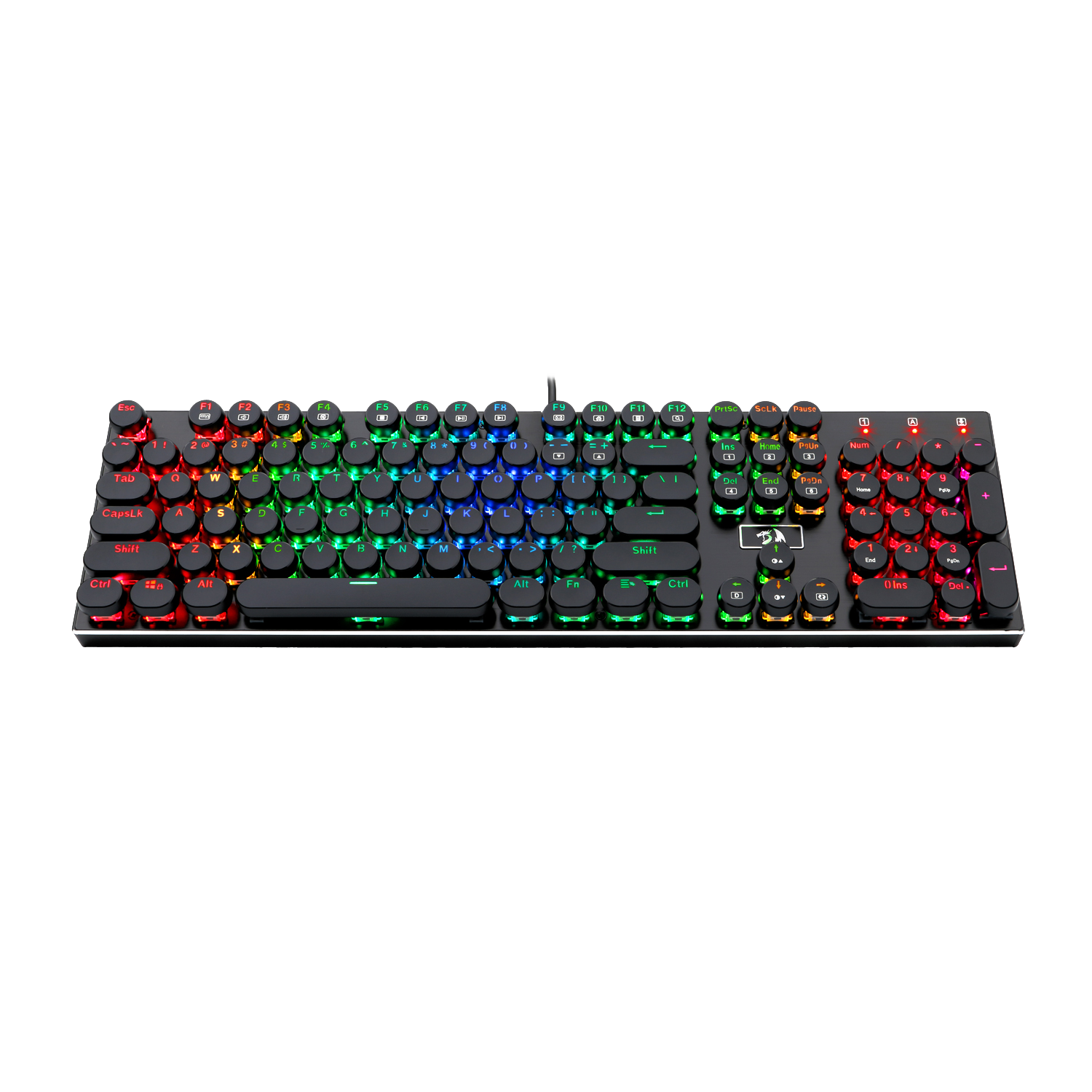 Redragon K556-RK RGB LED Backlit Mechanical Gaming Keyboard with Brown Switches,104 Anti-ghosting Standard Keys Retro Vintage USB Typewriter Inspired English US Layout