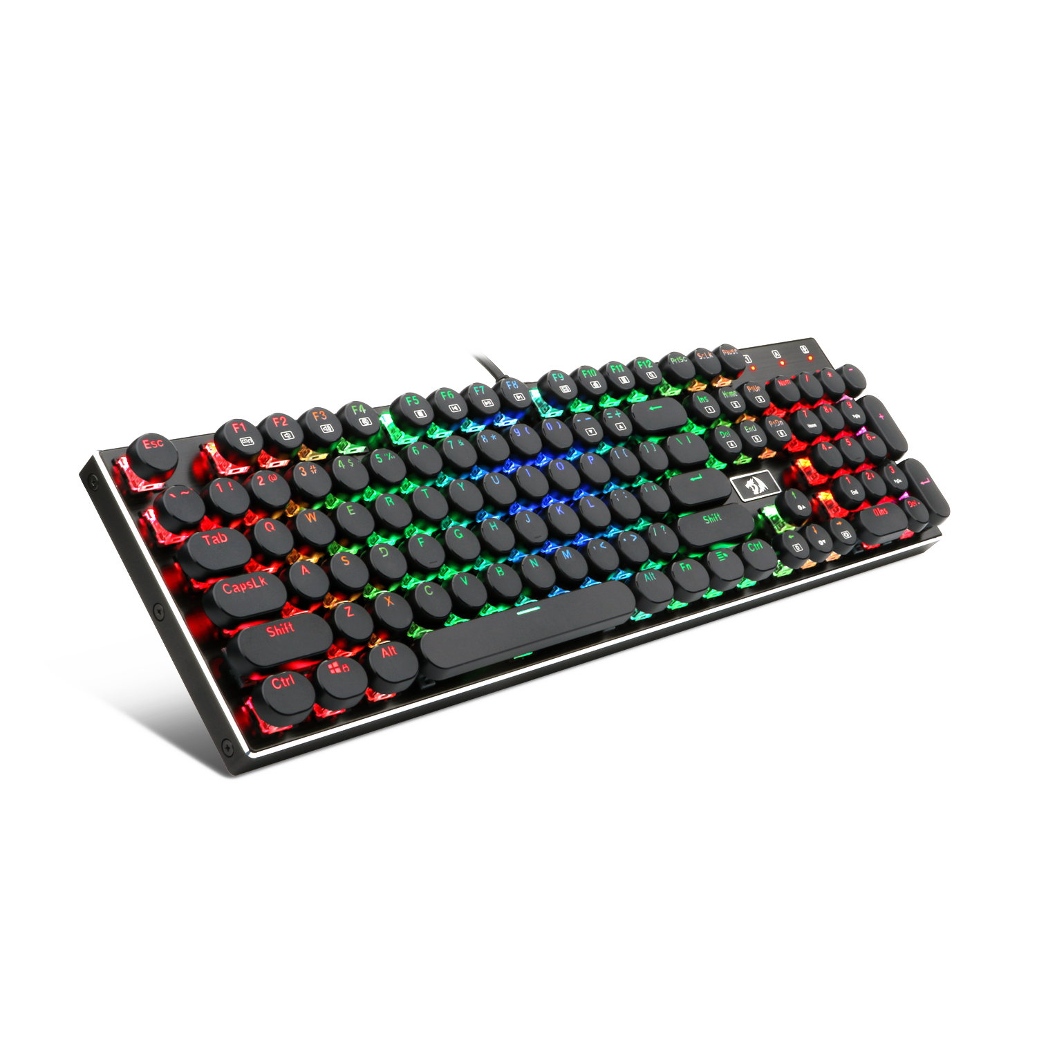 Redragon K556-RK RGB LED Backlit Mechanical Gaming Keyboard with Brown Switches,104 Anti-ghosting Standard Keys Retro Vintage USB Typewriter Inspired English US Layout