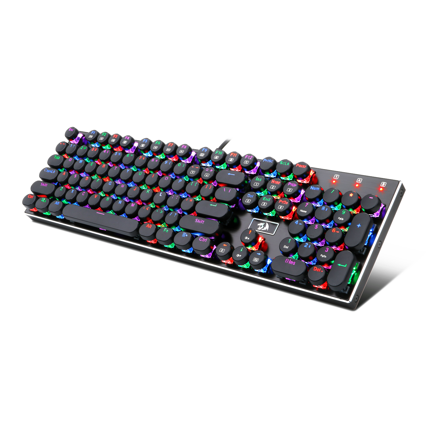 Redragon K556-RK RGB LED Backlit Mechanical Gaming Keyboard with Brown Switches,104 Anti-ghosting Standard Keys Retro Vintage USB Typewriter Inspired English US Layout