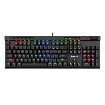 Redragon K580 VATA RGB LED Backlit Mechanical Gaming Keyboard 104 Keys Anti-ghosting with Macro Keys & Dedicated Media Controls, Onboard Macro Recording (Blue Switches)