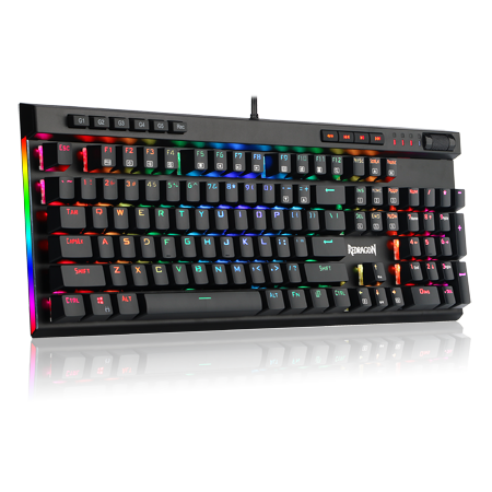 Redragon K580 VATA RGB LED Backlit Mechanical Gaming Keyboard 104 Keys Anti-ghosting with Macro Keys & Dedicated Media Controls, Onboard Macro Recording (Blue Switches)